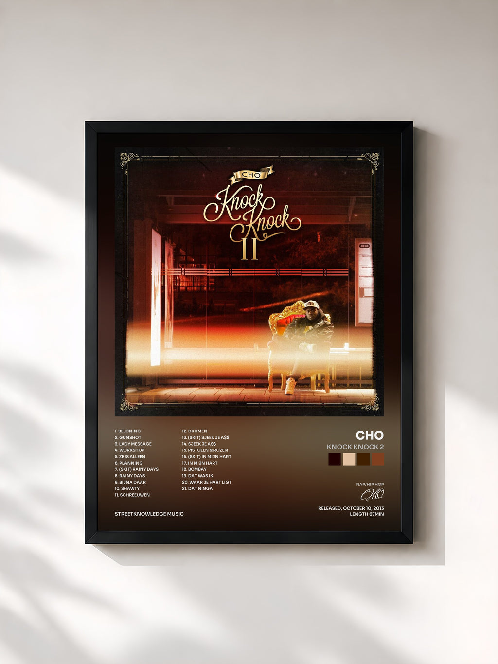 #noir Tableau de l'album Knock Knock 2 de CHO, cadre noir, imprimé et encadré en France