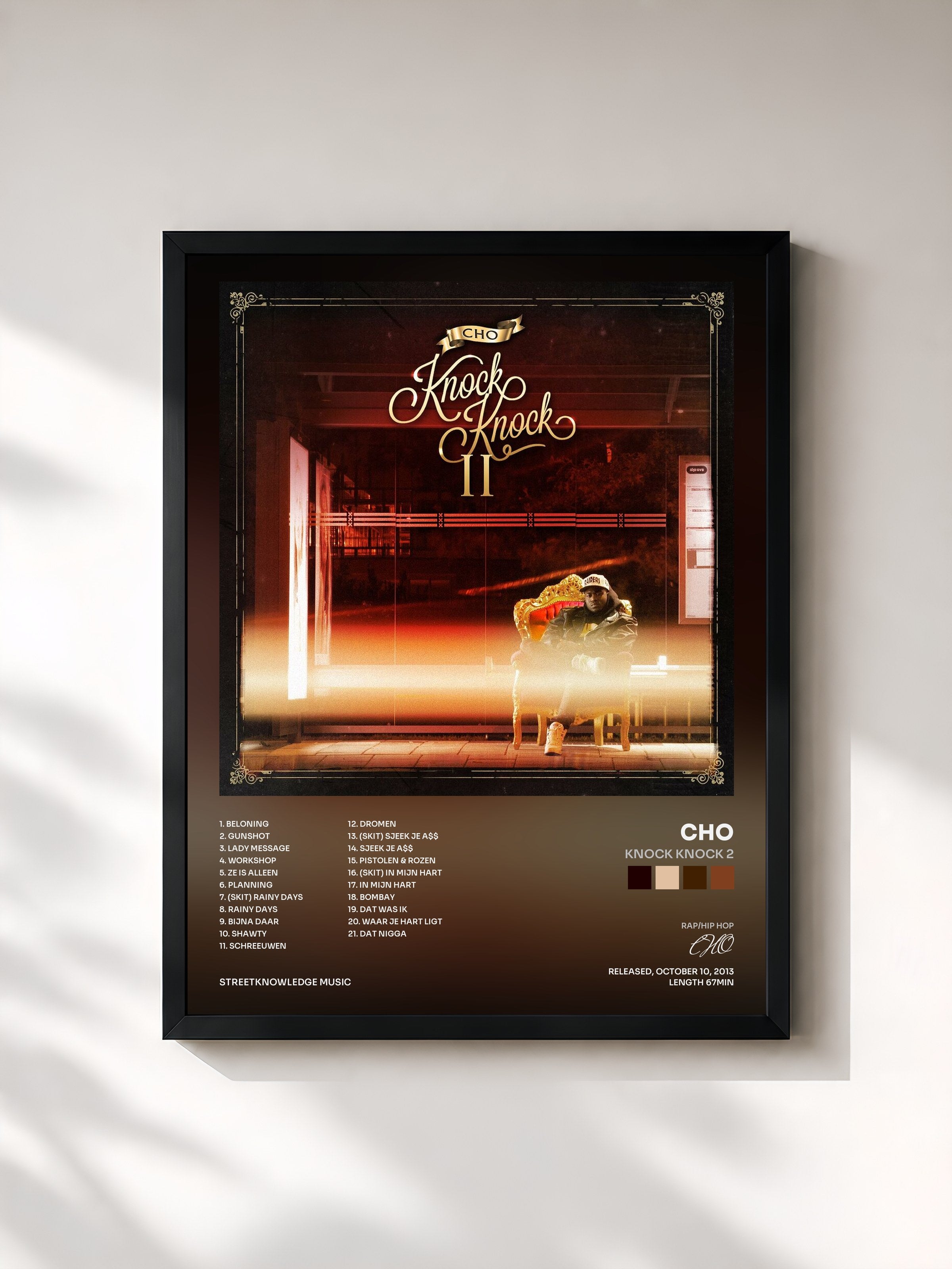 #noir Tableau de l'album Knock Knock 2 de CHO, cadre noir, imprimé et encadré en France
