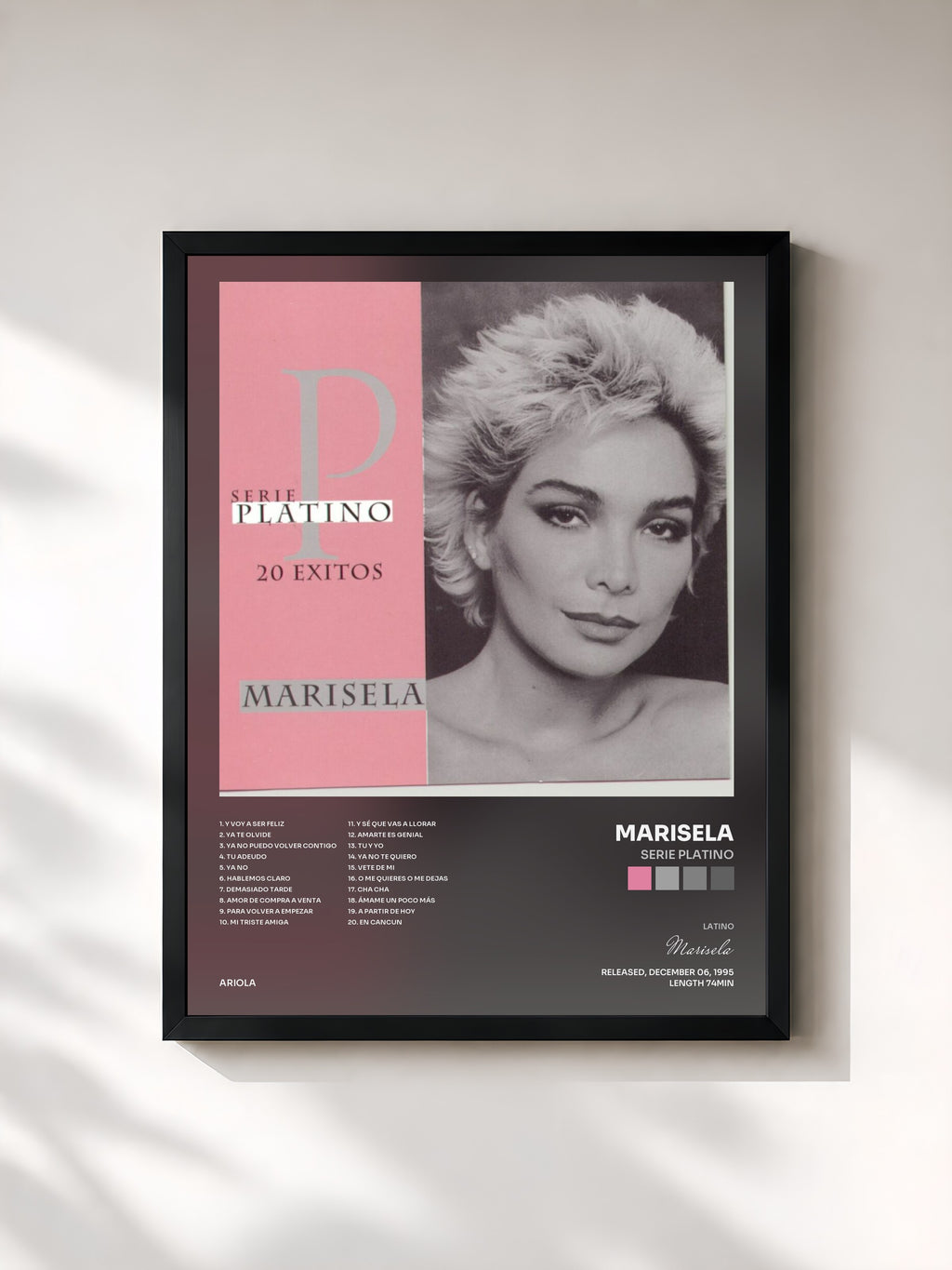 #noir Tableau de l'album Serie Platino de Marisela, cadre noir, imprimé et encadré en France