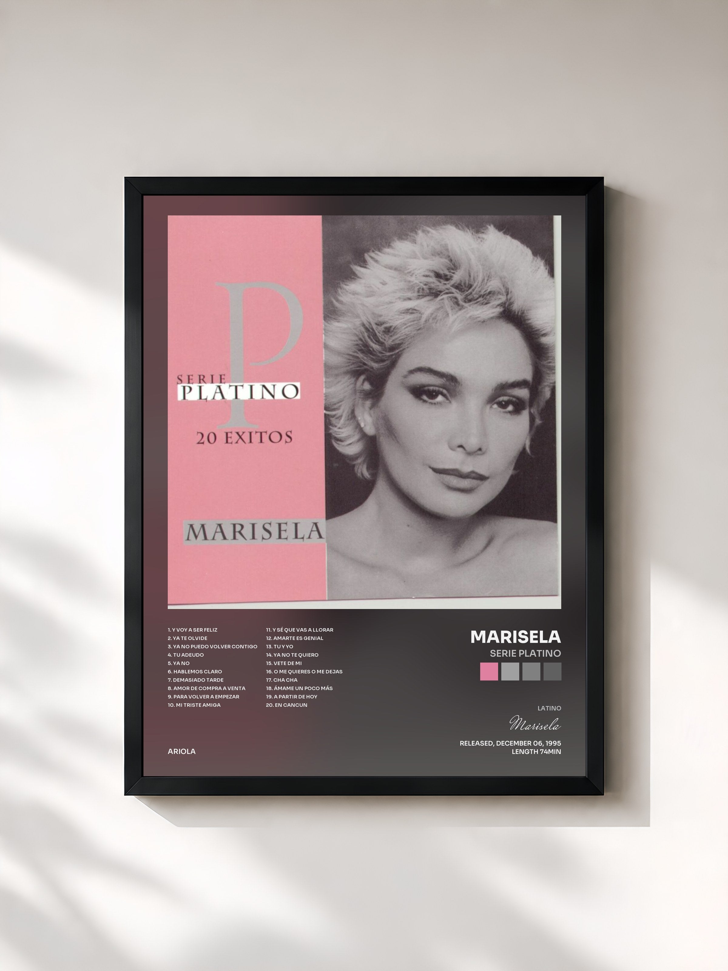 #noir Tableau de l'album Serie Platino de Marisela, cadre noir, imprimé et encadré en France