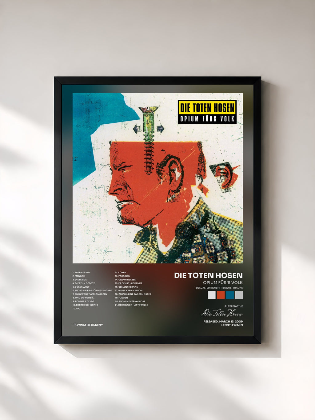 #noir Tableau de l'album Opium für's Volk (Deluxe-Edition mit Bonus-Tracks) de Die Toten Hosen, cadre noir, imprimé et encadré en France