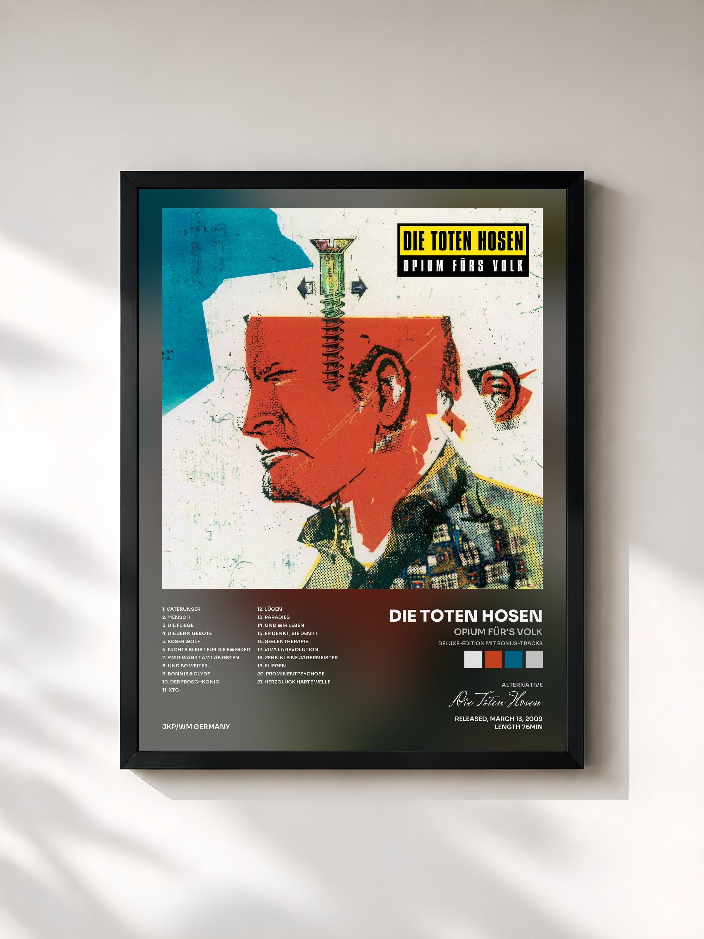 #noir Tableau de l'album Opium für's Volk (Deluxe-Edition mit Bonus-Tracks) de Die Toten Hosen, cadre noir, imprimé et encadré en France