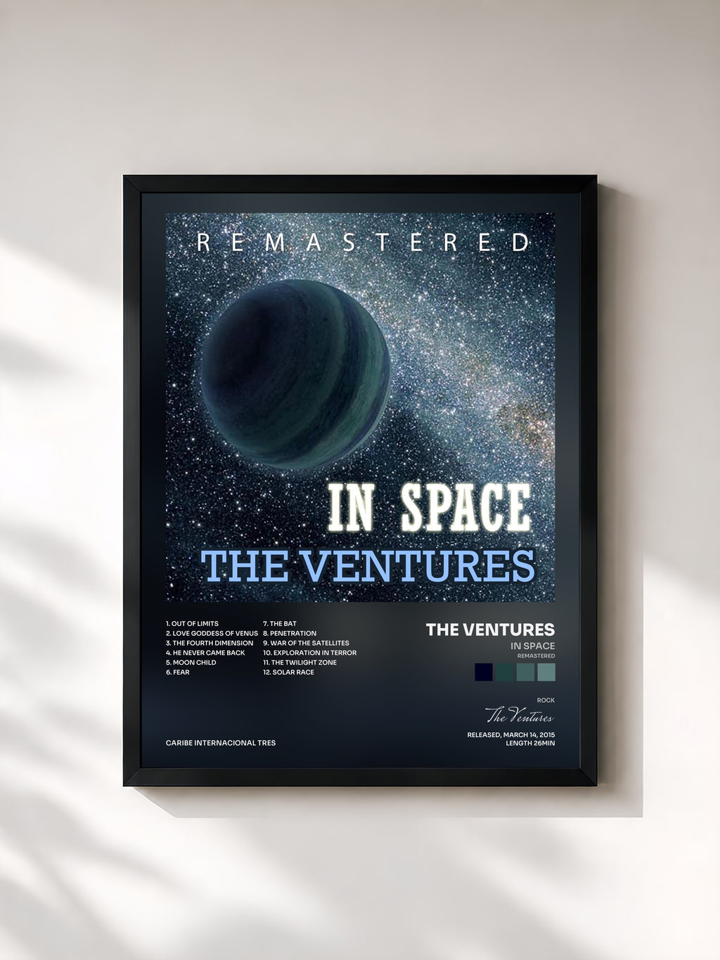 #noir Tableau de l'album In Space (Remastered) de The Ventures, cadre noir, imprimé et encadré en France