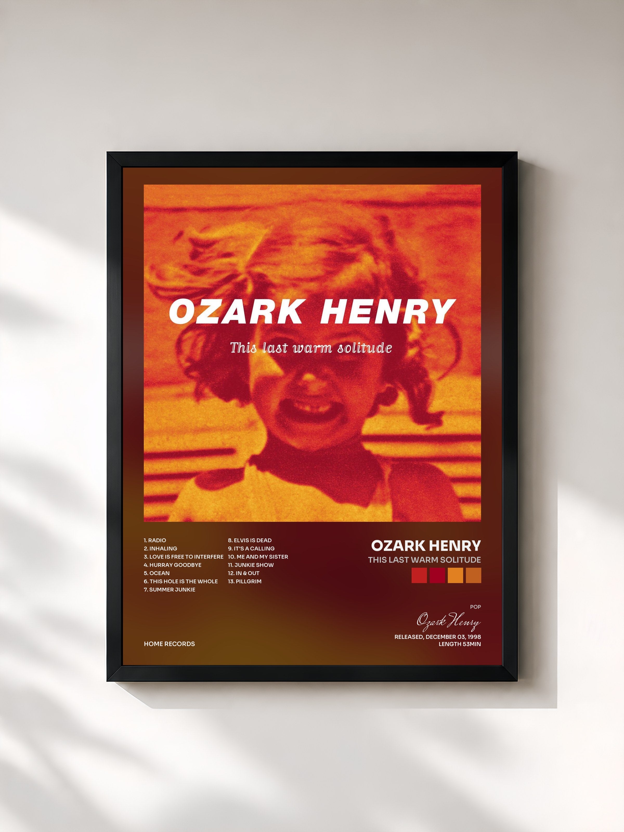 #noir Tableau de l'album This Last Warm Solitude de Ozark Henry, cadre noir, imprimé et encadré en France