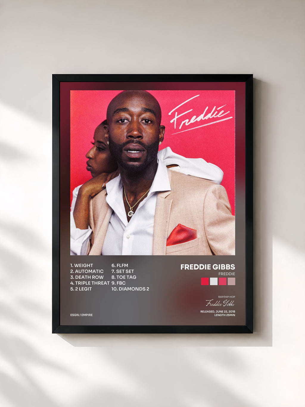 #noir Tableau de l'album Freddie de Freddie Gibbs, cadre noir, imprimé et encadré en France