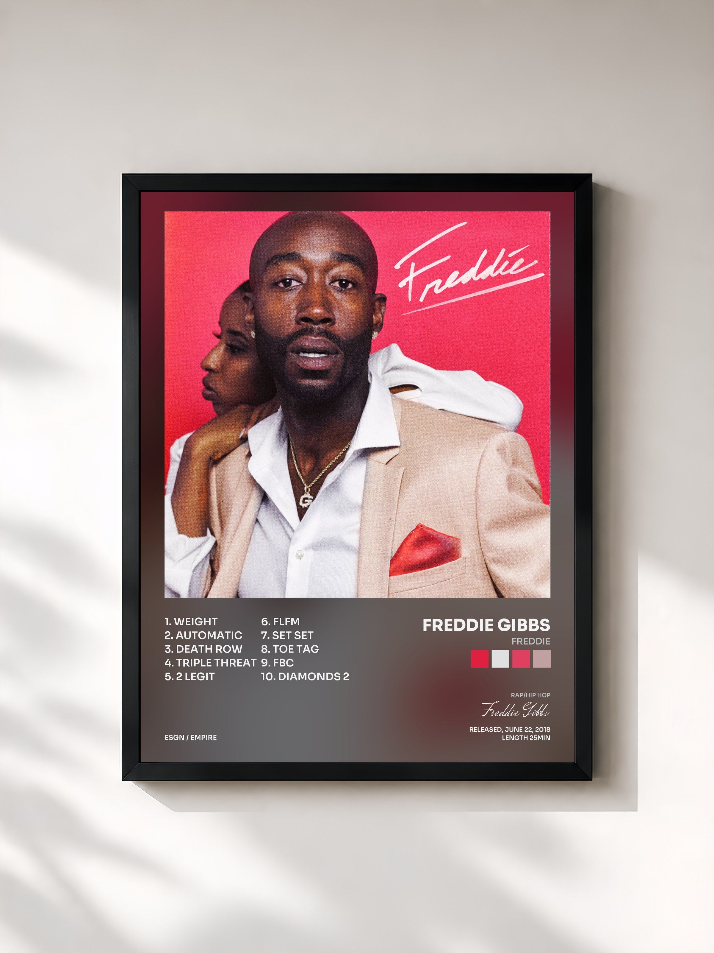 #noir Tableau de l'album Freddie de Freddie Gibbs, cadre noir, imprimé et encadré en France