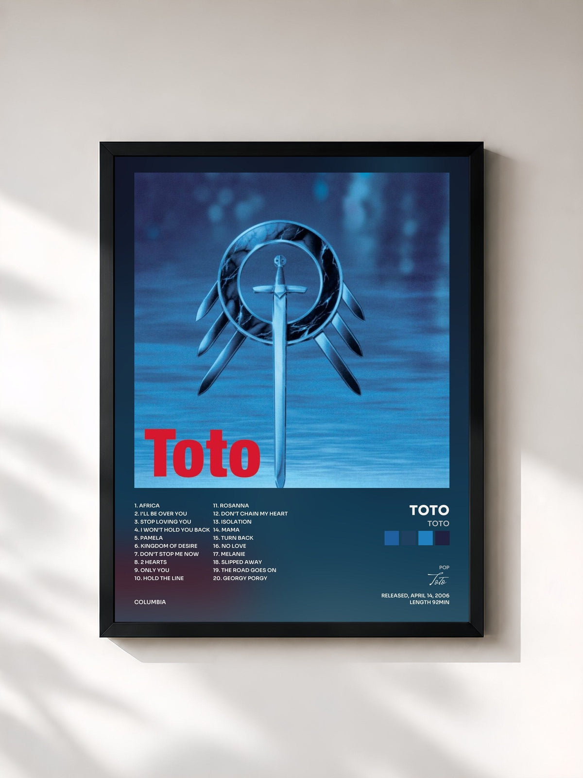 #noir Tableau de l'album Toto de Toto, cadre noir, imprimé et encadré en France
