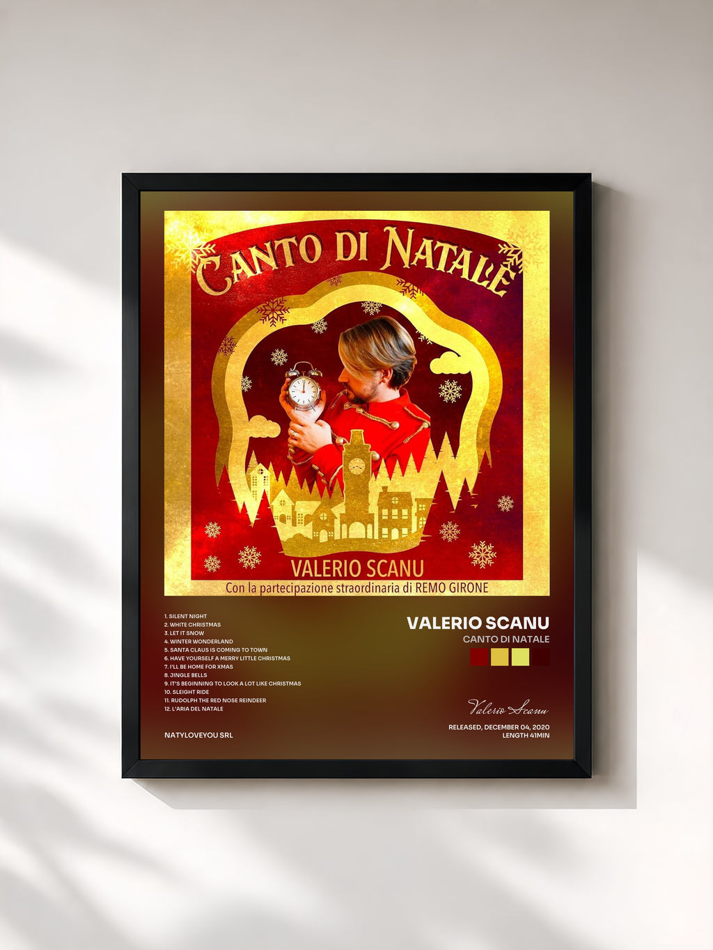 #noir Tableau de l'album Canto di Natale de Valerio Scanu, cadre noir, imprimé et encadré en France