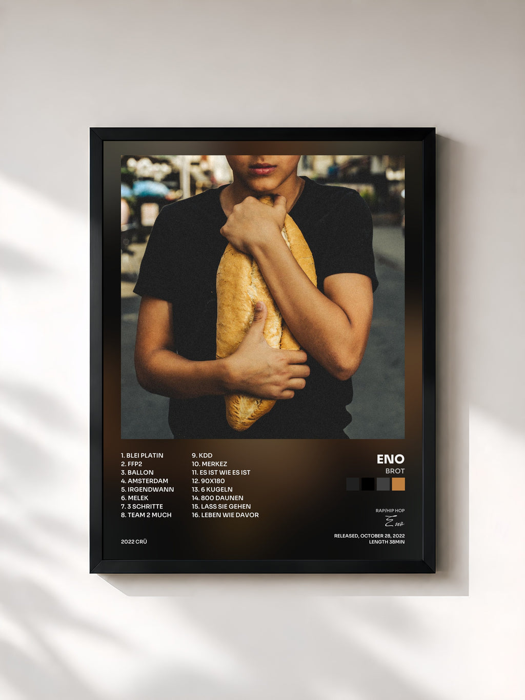 #noir Tableau de l'album Brot de Eno, cadre noir, imprimé et encadré en France