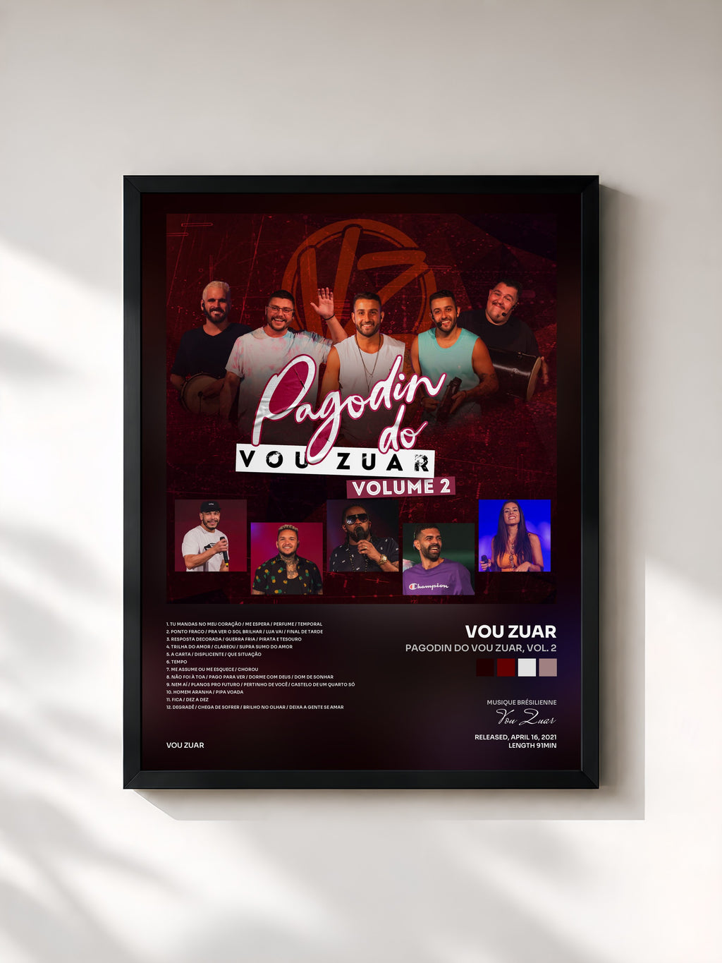 #noir Tableau de l'album Pagodin do Vou Zuar, Vol. 2 de Vou Zuar, cadre noir, imprimé et encadré en France