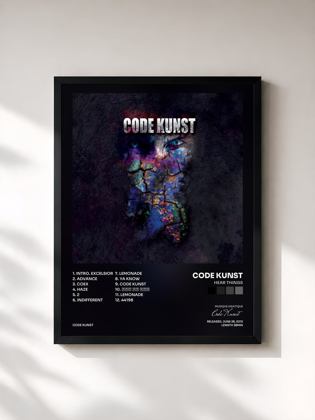 #noir Tableau de l'album hear things de Code Kunst, cadre noir, imprimé et encadré en France