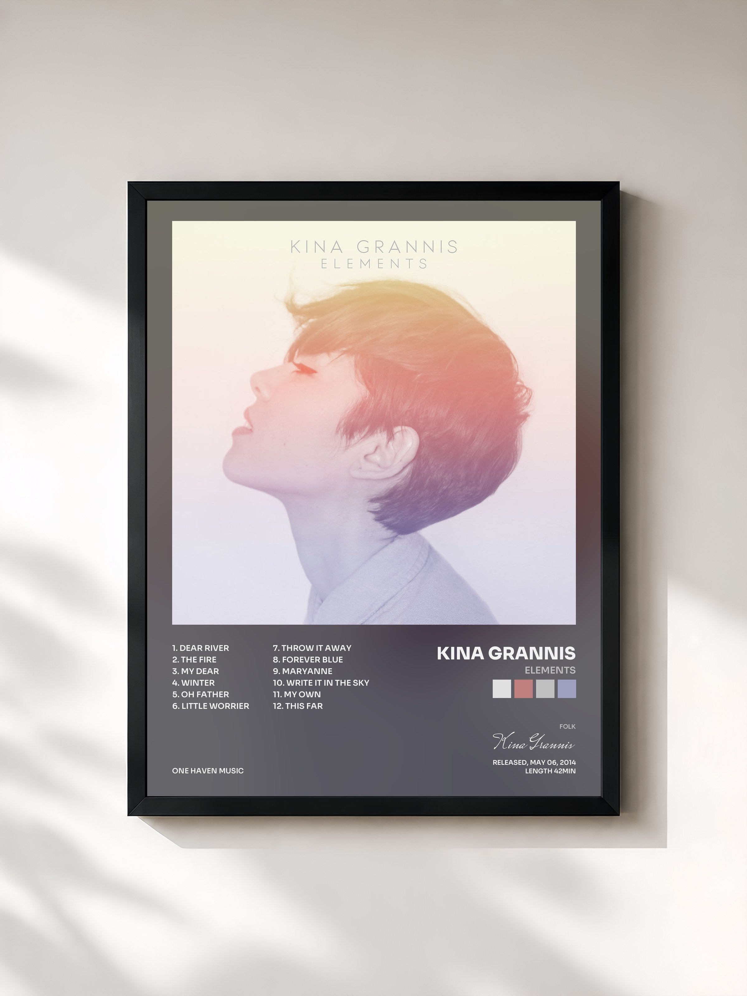 #noir Tableau de l'album Elements de Kina Grannis, cadre noir, imprimé et encadré en France