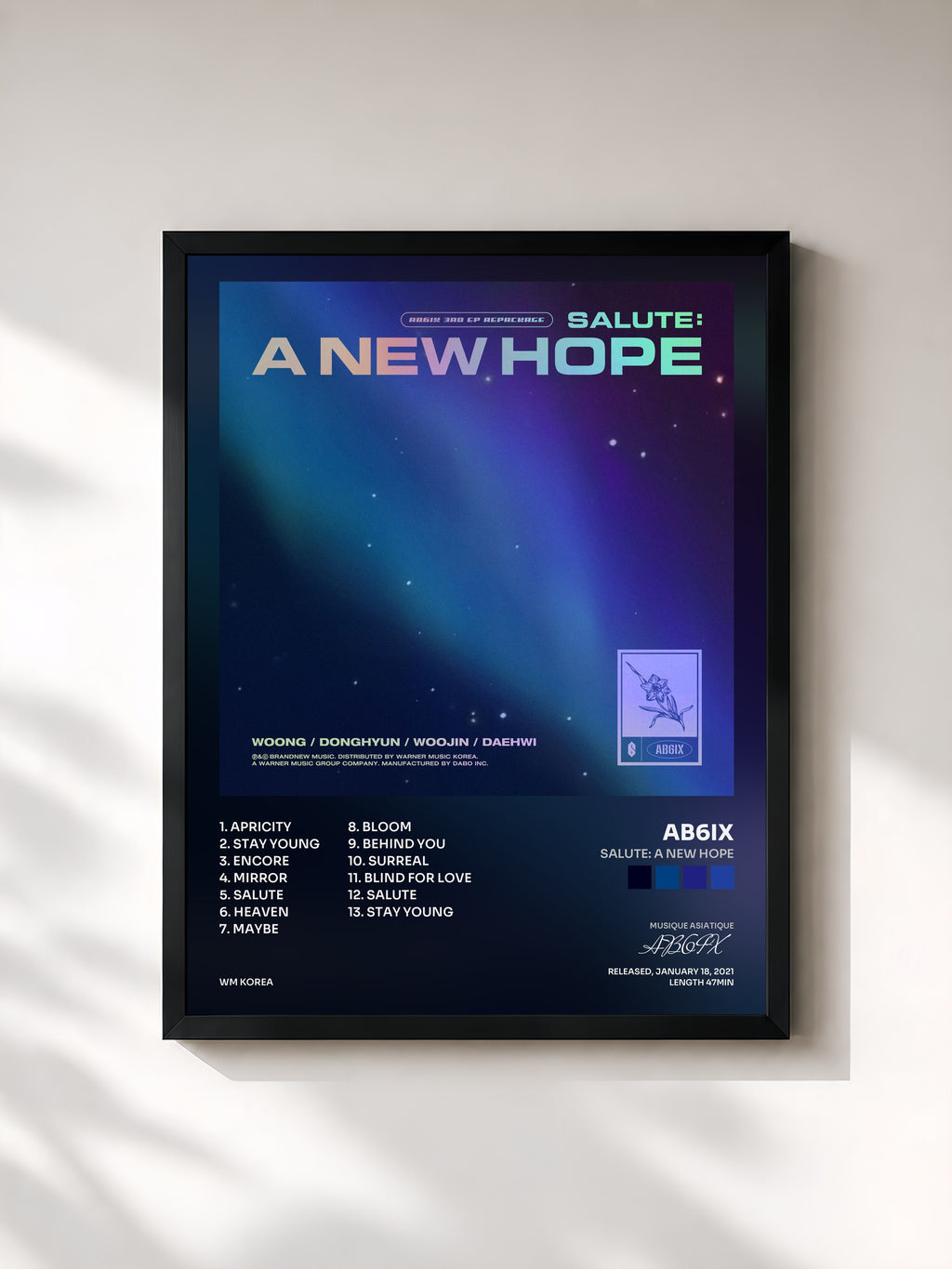 #noir Tableau de l'album SALUTE: A NEW HOPE de AB6IX, cadre noir, imprimé et encadré en France