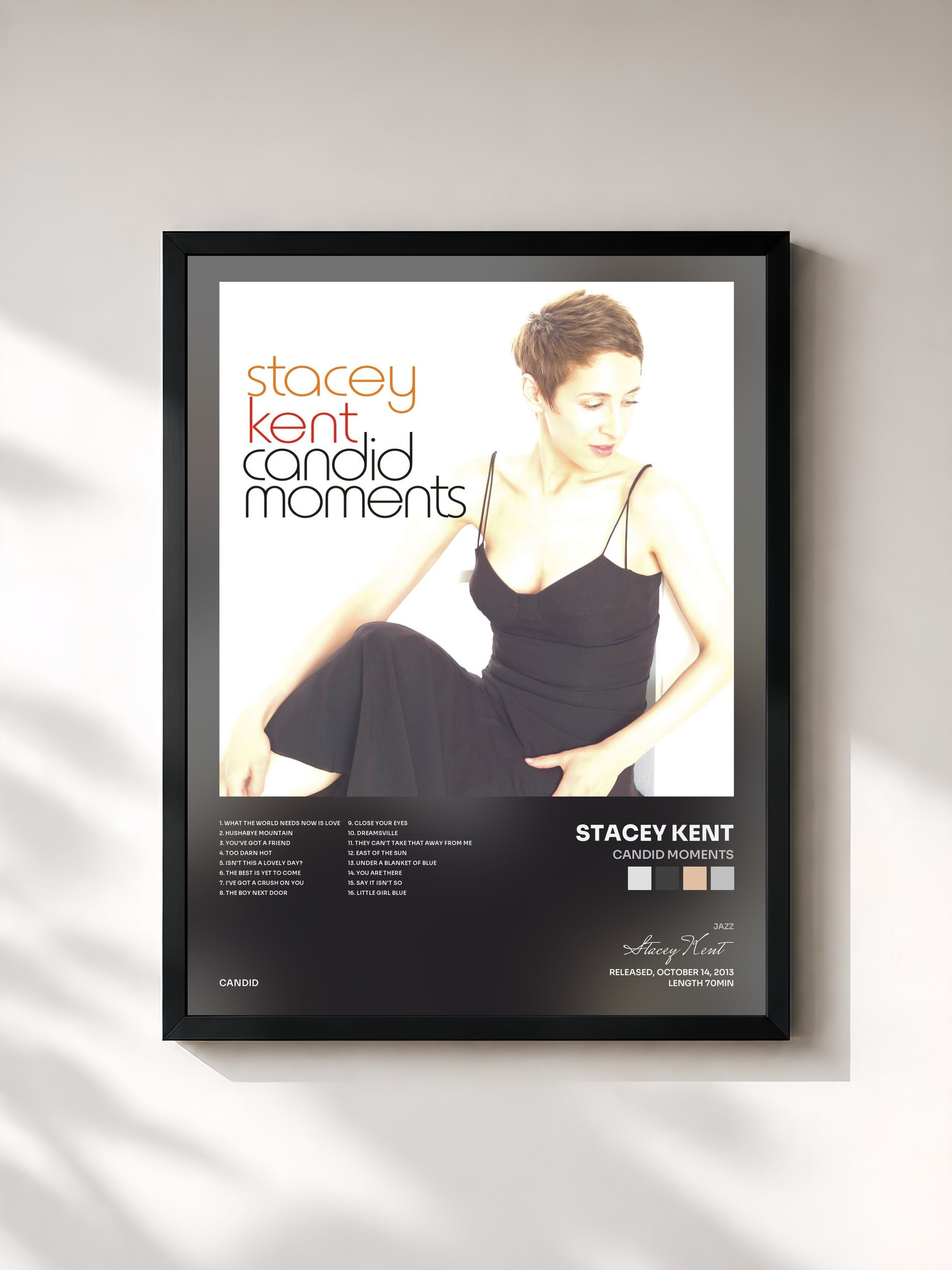 #noir Tableau de l'album Candid Moments de Stacey Kent, cadre noir, imprimé et encadré en France
