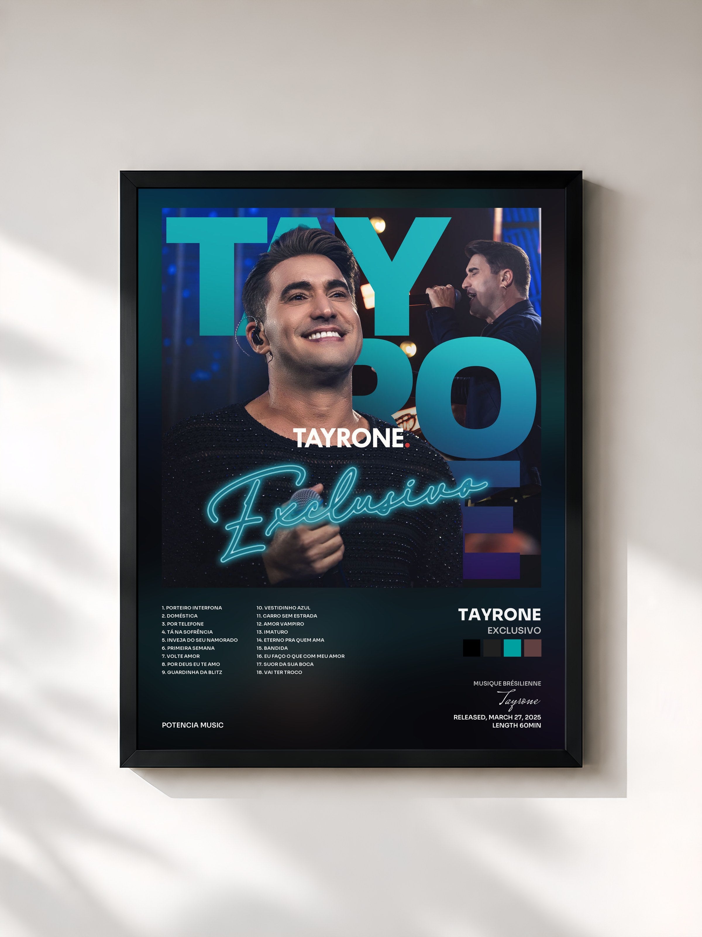 #noir Tableau de l'album Exclusivo de Tayrone, cadre noir, imprimé et encadré en France