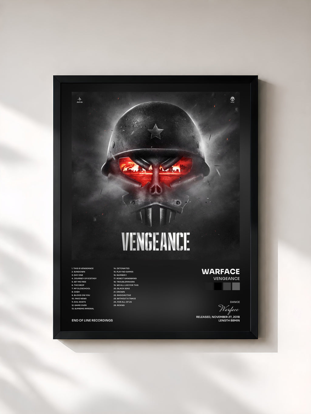 #noir Tableau de l'album Vengeance de Warface, cadre noir, imprimé et encadré en France
