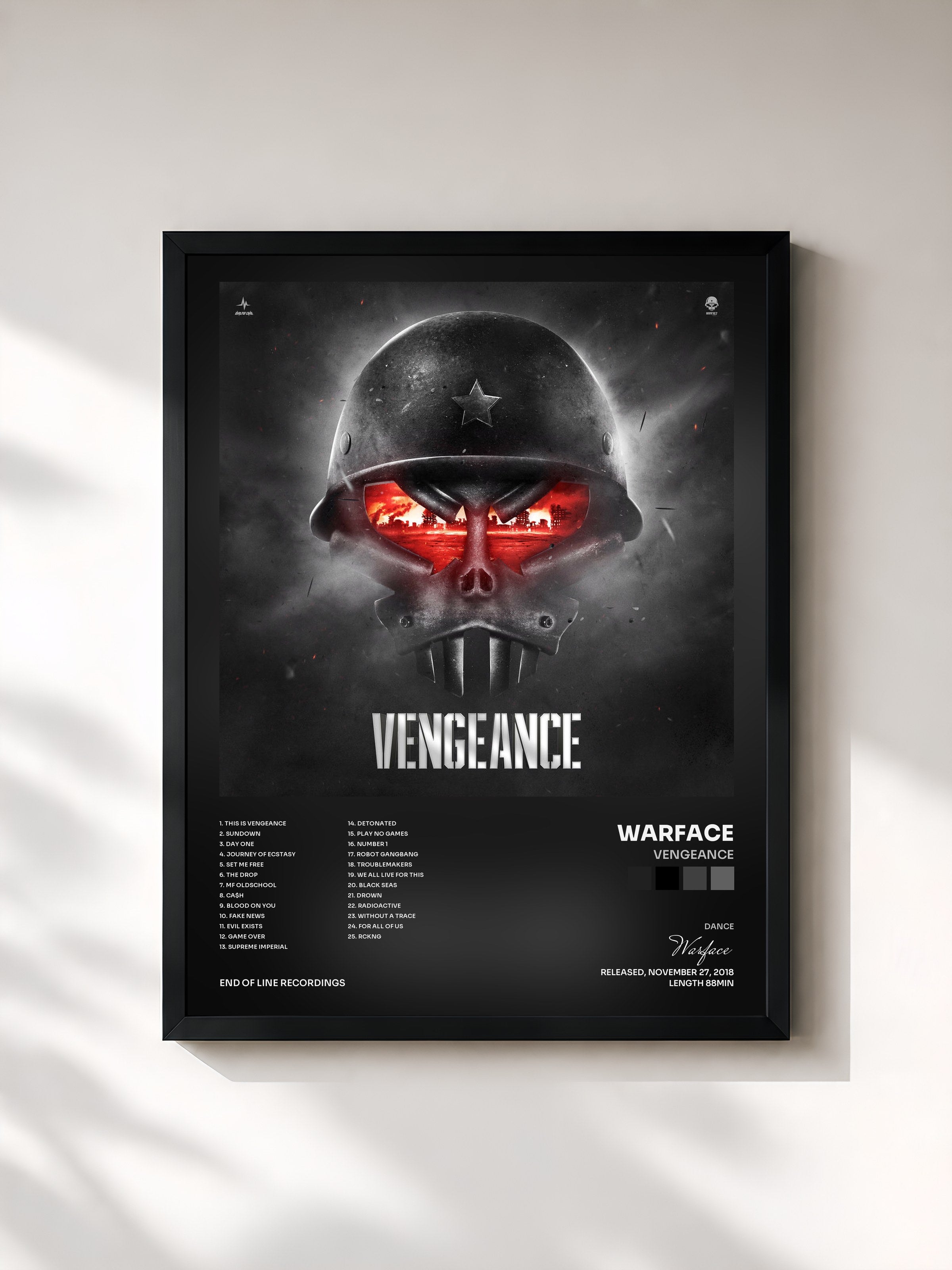 #noir Tableau de l'album Vengeance de Warface, cadre noir, imprimé et encadré en France