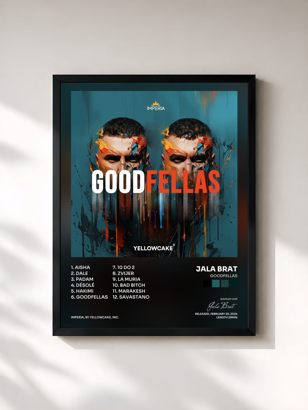 #noir Tableau de l'album GoodFellas de Jala Brat, cadre noir, imprimé et encadré en France