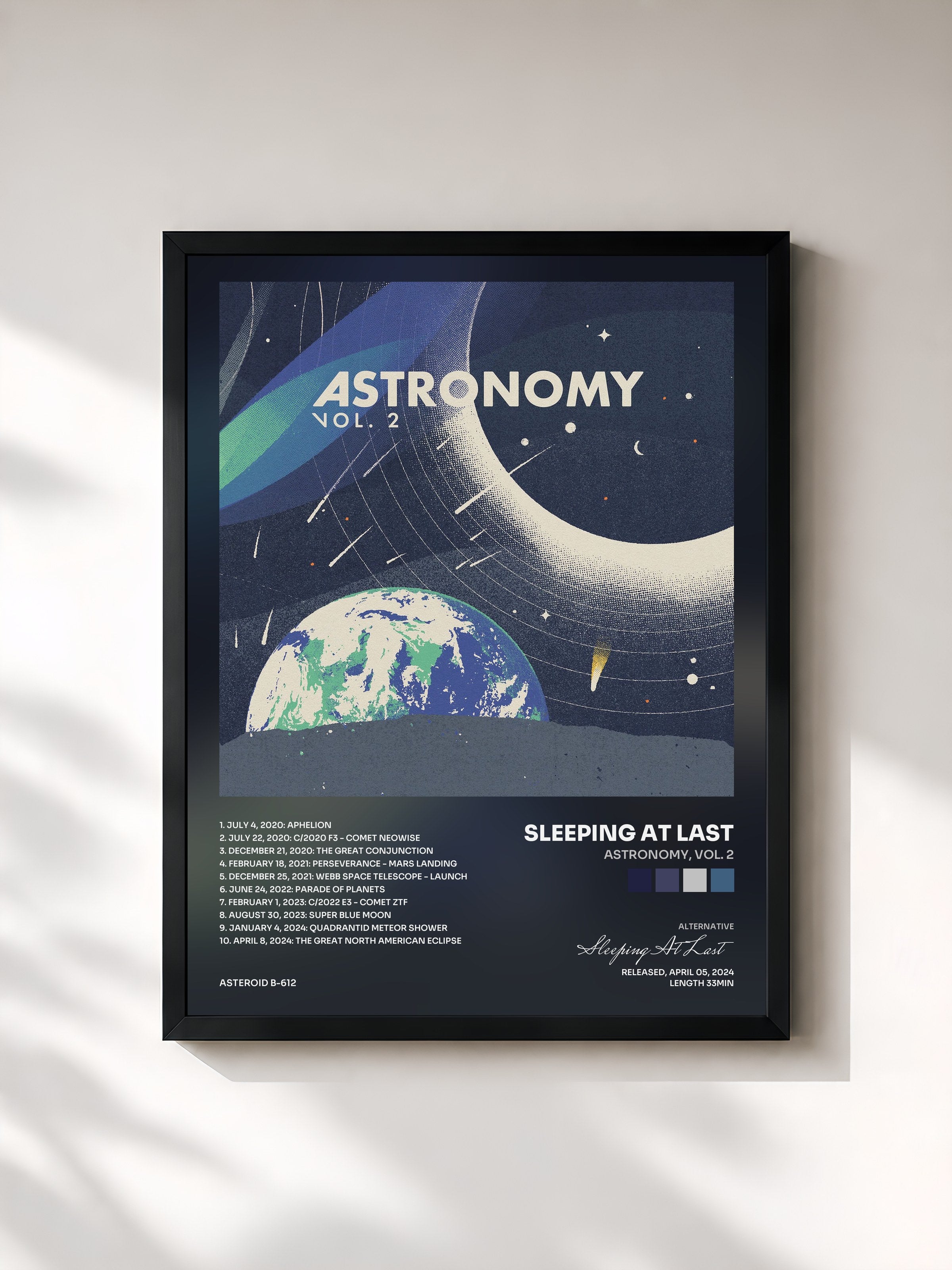 #noir Tableau de l'album Astronomy, Vol. 2 de Sleeping At Last, cadre noir, imprimé et encadré en France