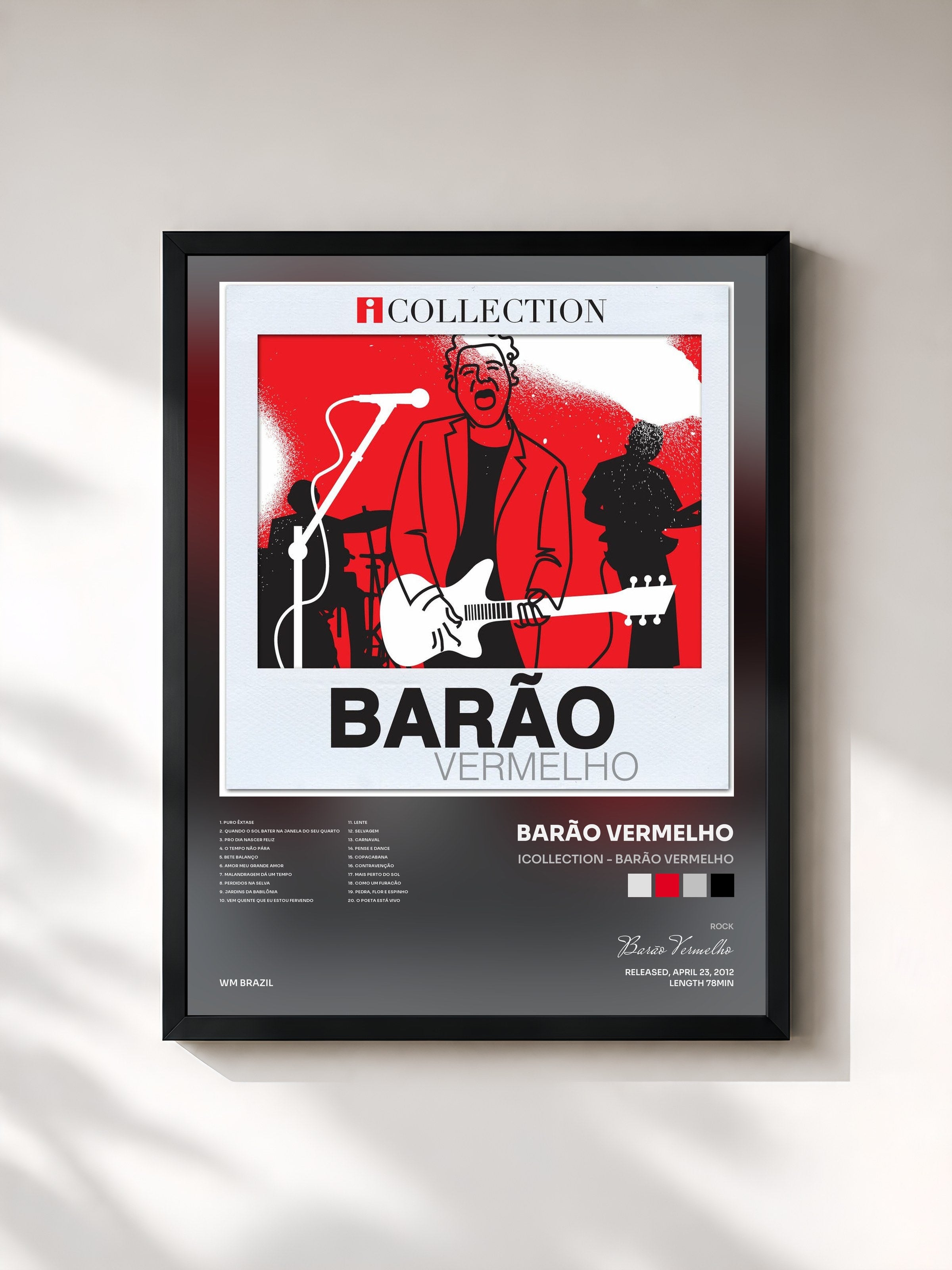 #noir Tableau de l'album iCollection - Barão Vermelho de Barão Vermelho, cadre noir, imprimé et encadré en France