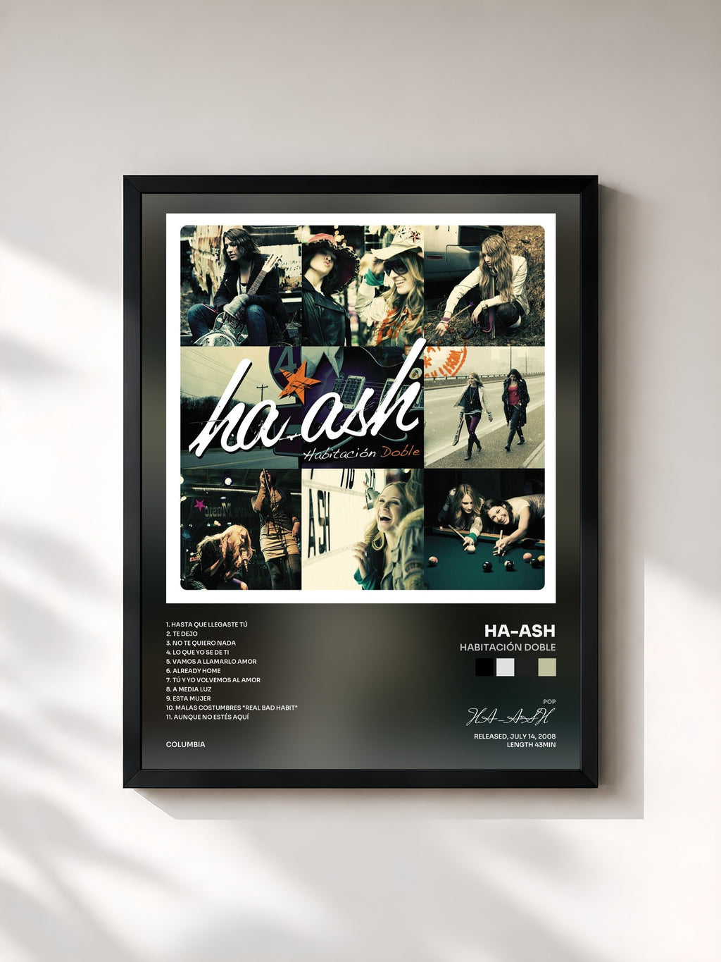 #noir Tableau de l'album Habitación Doble de HA-ASH, cadre noir, imprimé et encadré en France