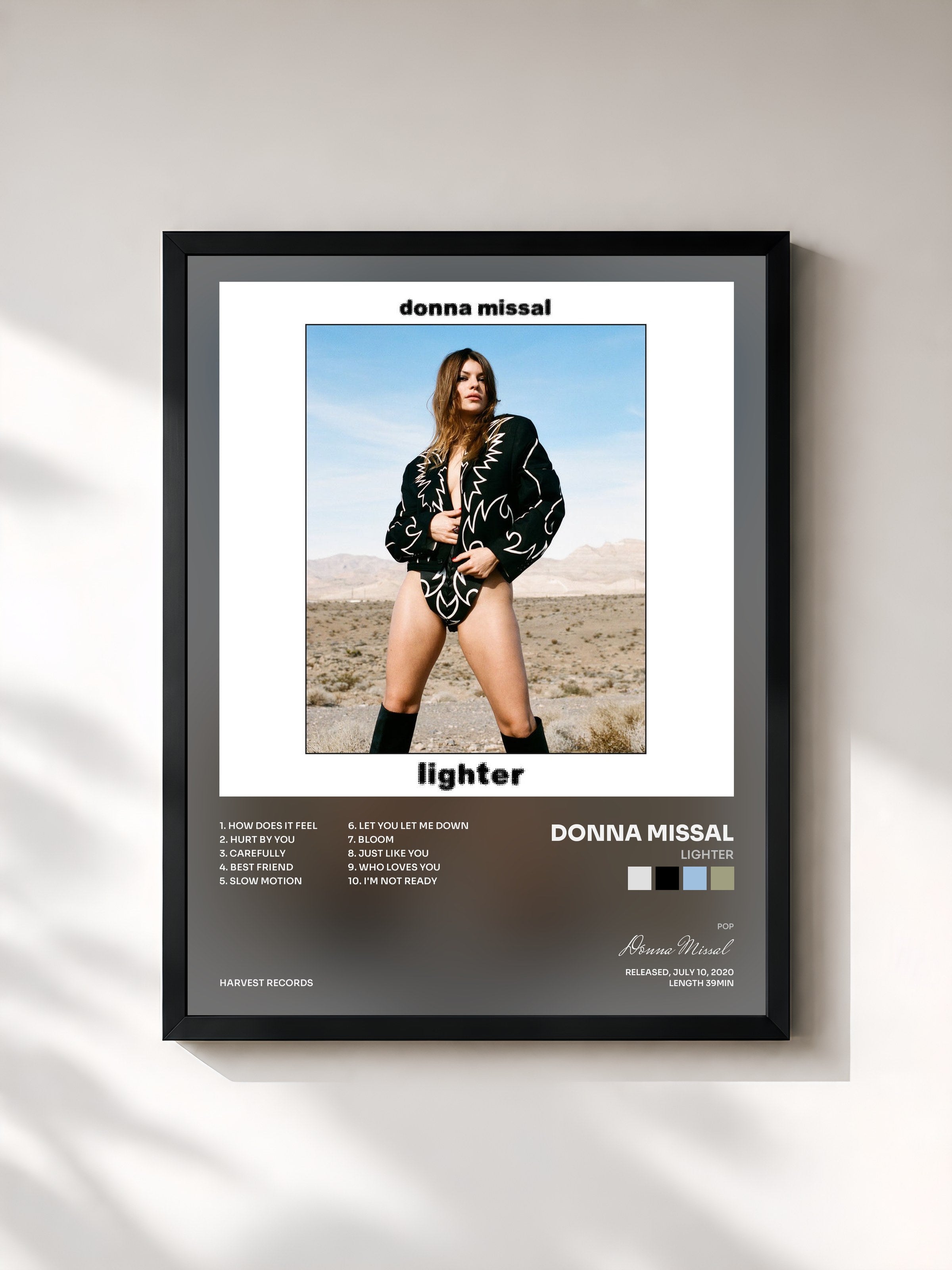 #noir Tableau de l'album Lighter de Donna Missal, cadre noir, imprimé et encadré en France