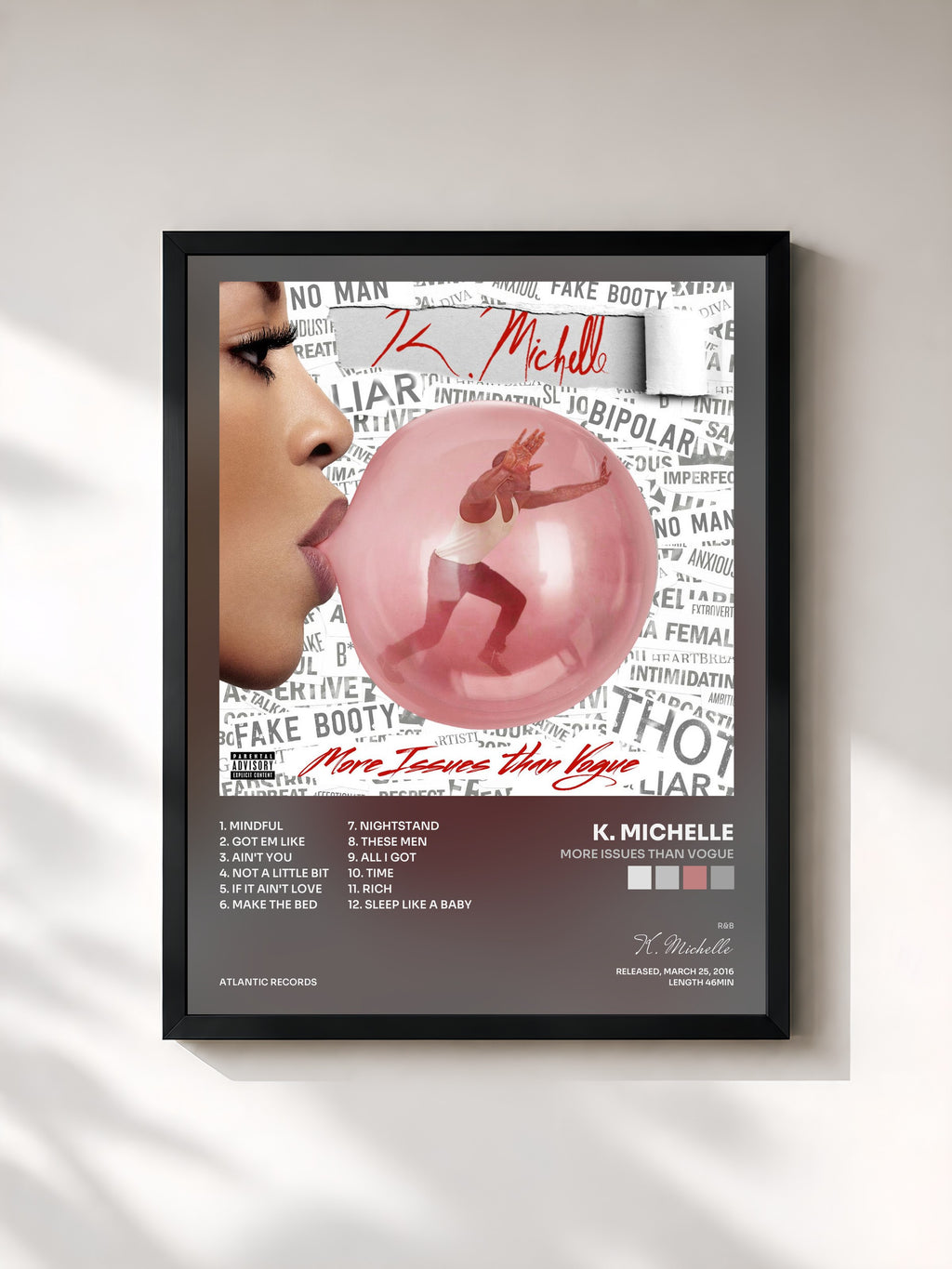 #noir Tableau de l'album More Issues Than Vogue de K. Michelle, cadre noir, imprimé et encadré en France