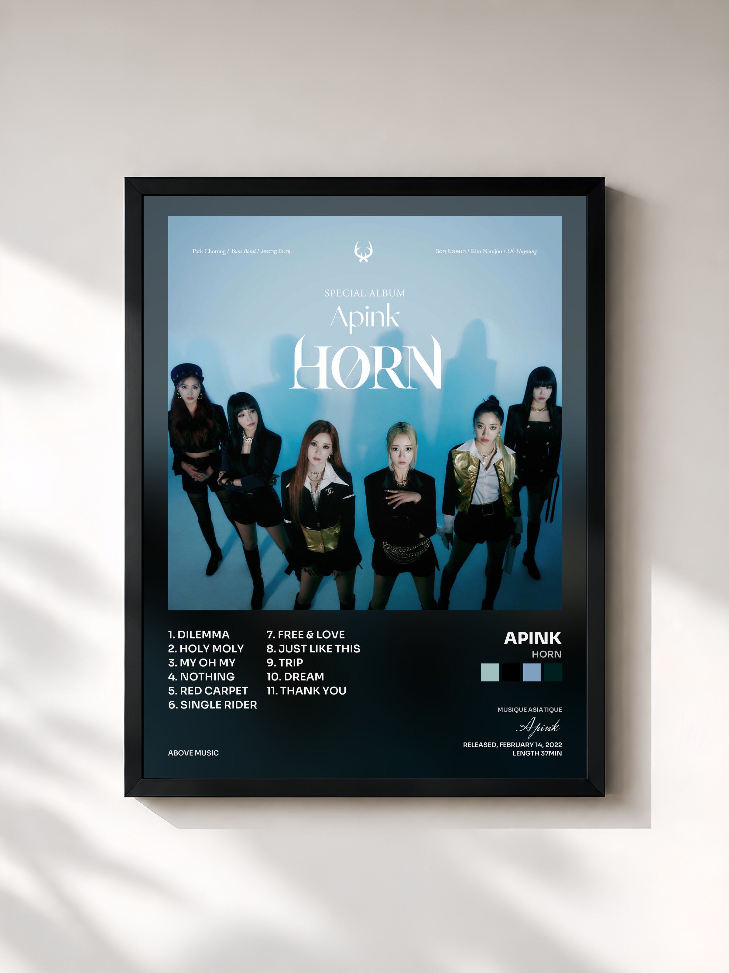 #noir Tableau de l'album HORN de Apink, cadre noir, imprimé et encadré en France