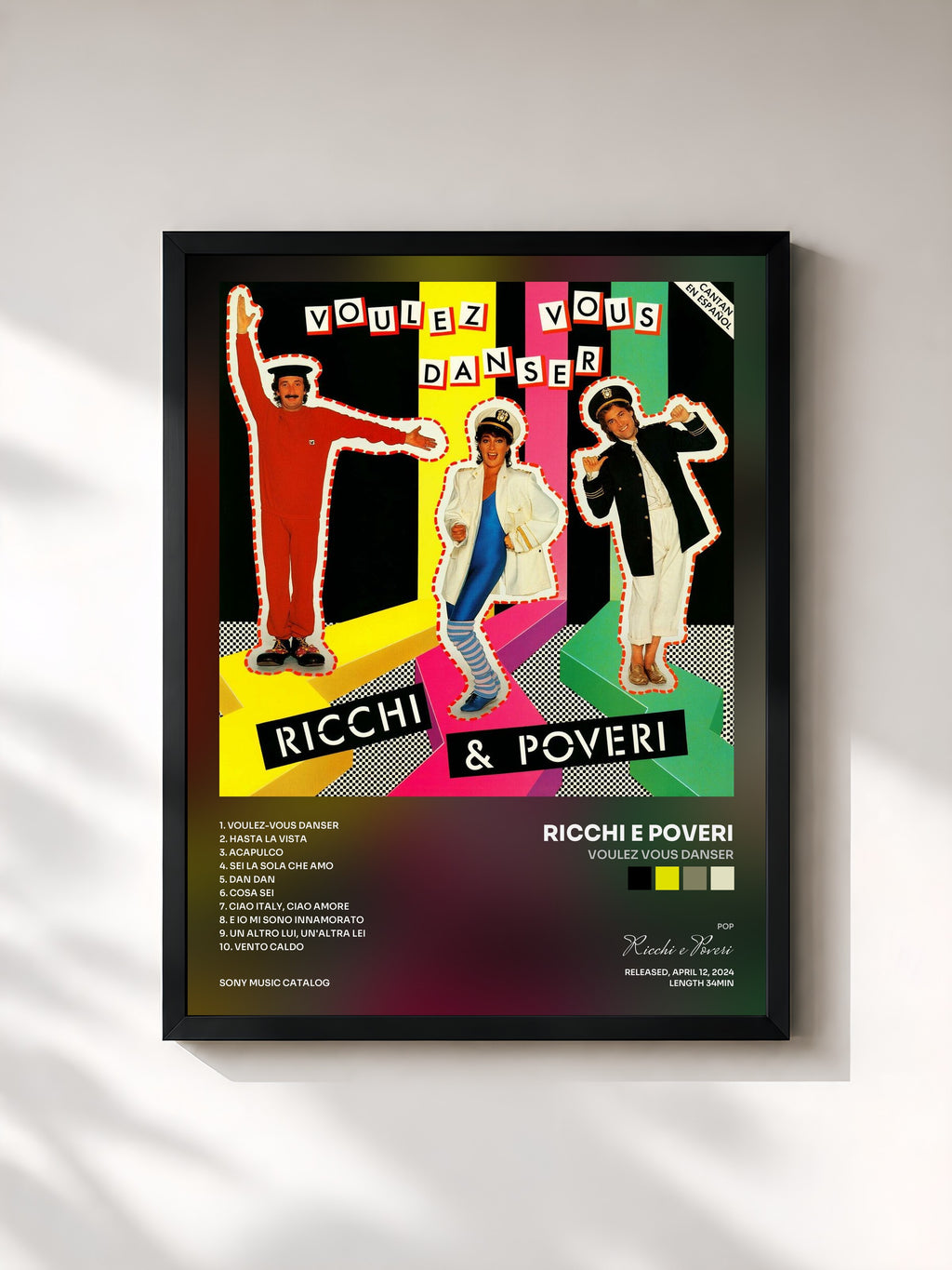 #noir Tableau de l'album Voulez Vous Danser de Ricchi e Poveri, cadre noir, imprimé et encadré en France