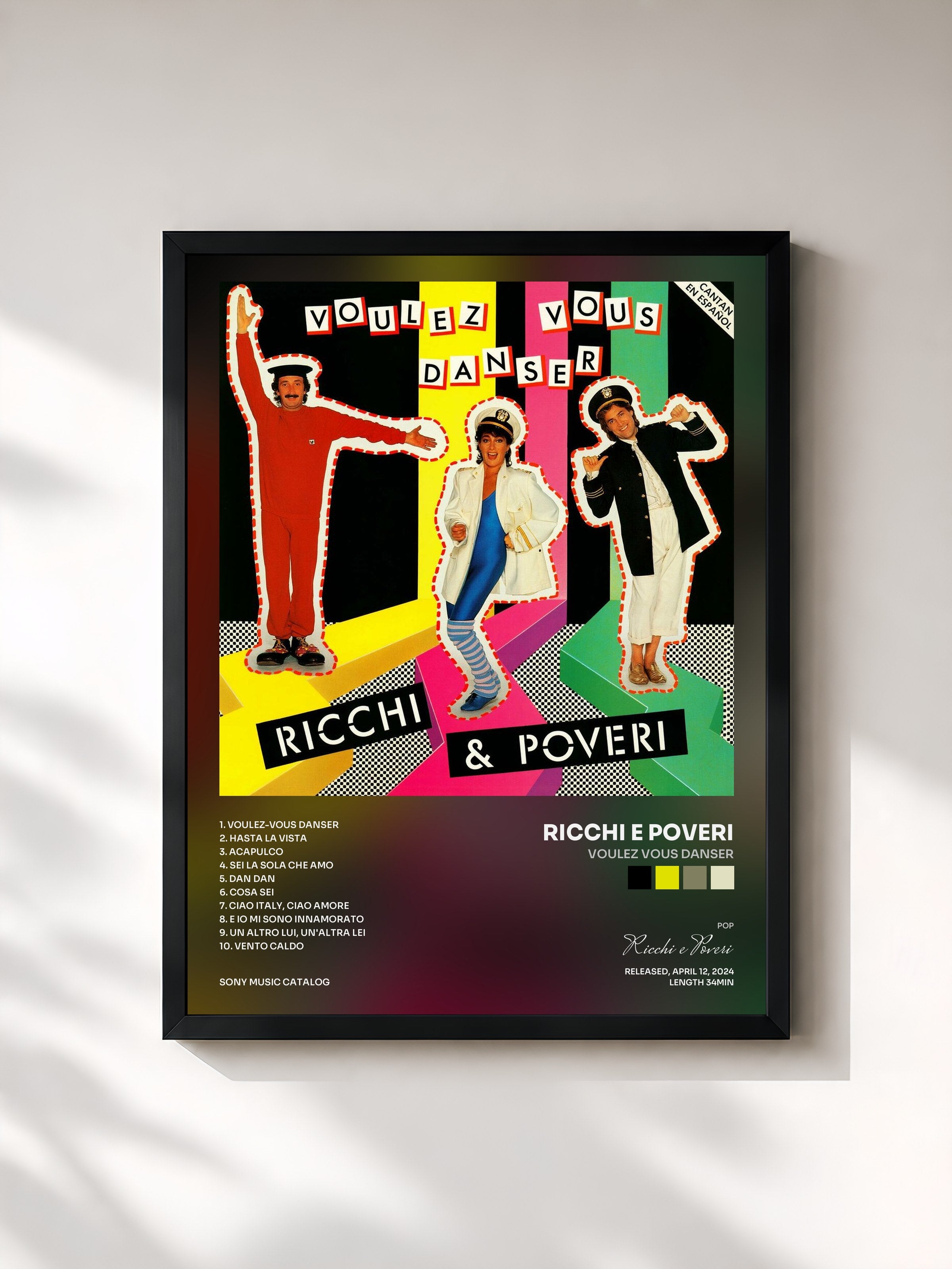 #noir Tableau de l'album Voulez Vous Danser de Ricchi e Poveri, cadre noir, imprimé et encadré en France