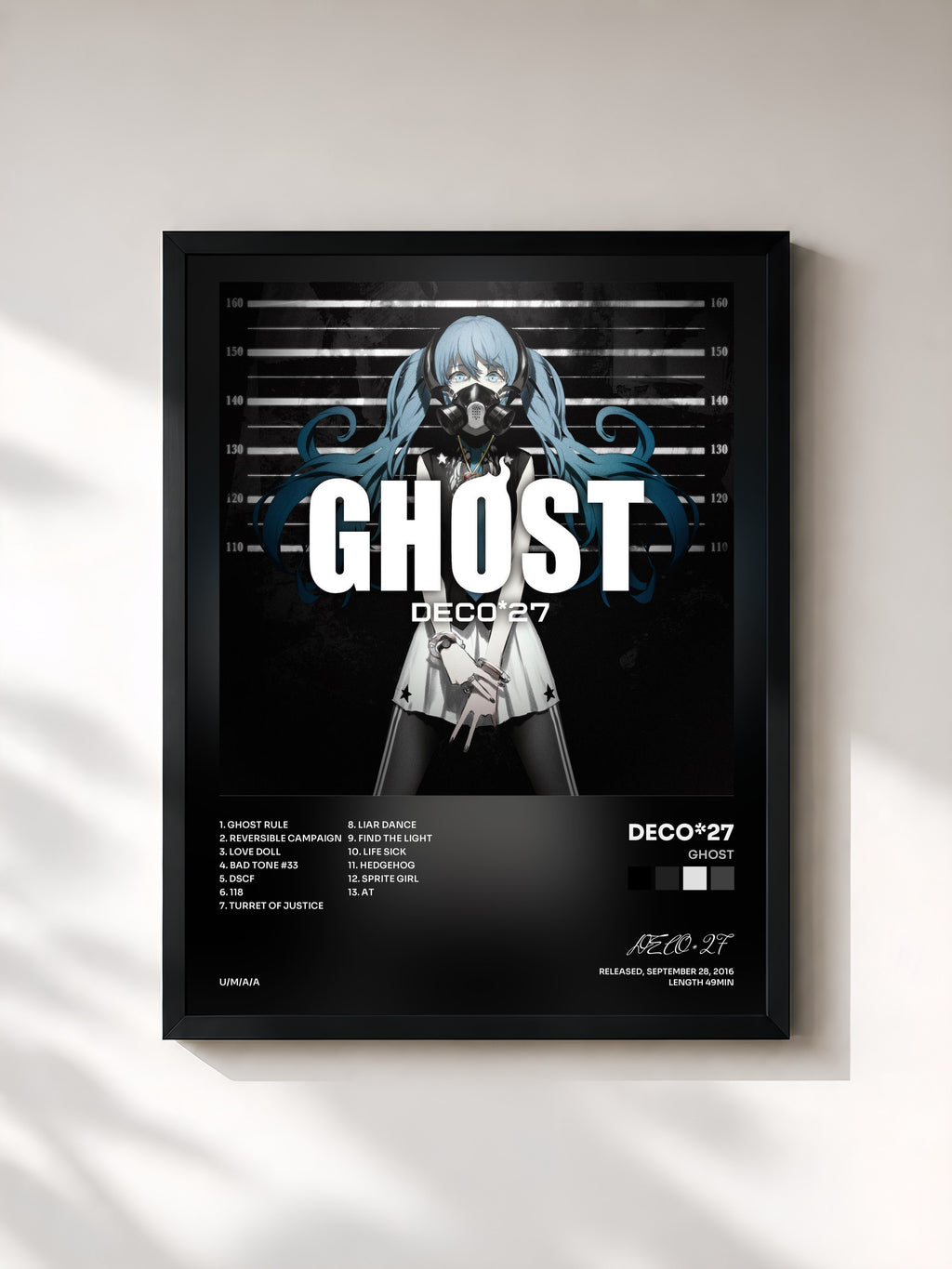 #noir Tableau de l'album GHOST de DECO*27, cadre noir, imprimé et encadré en France