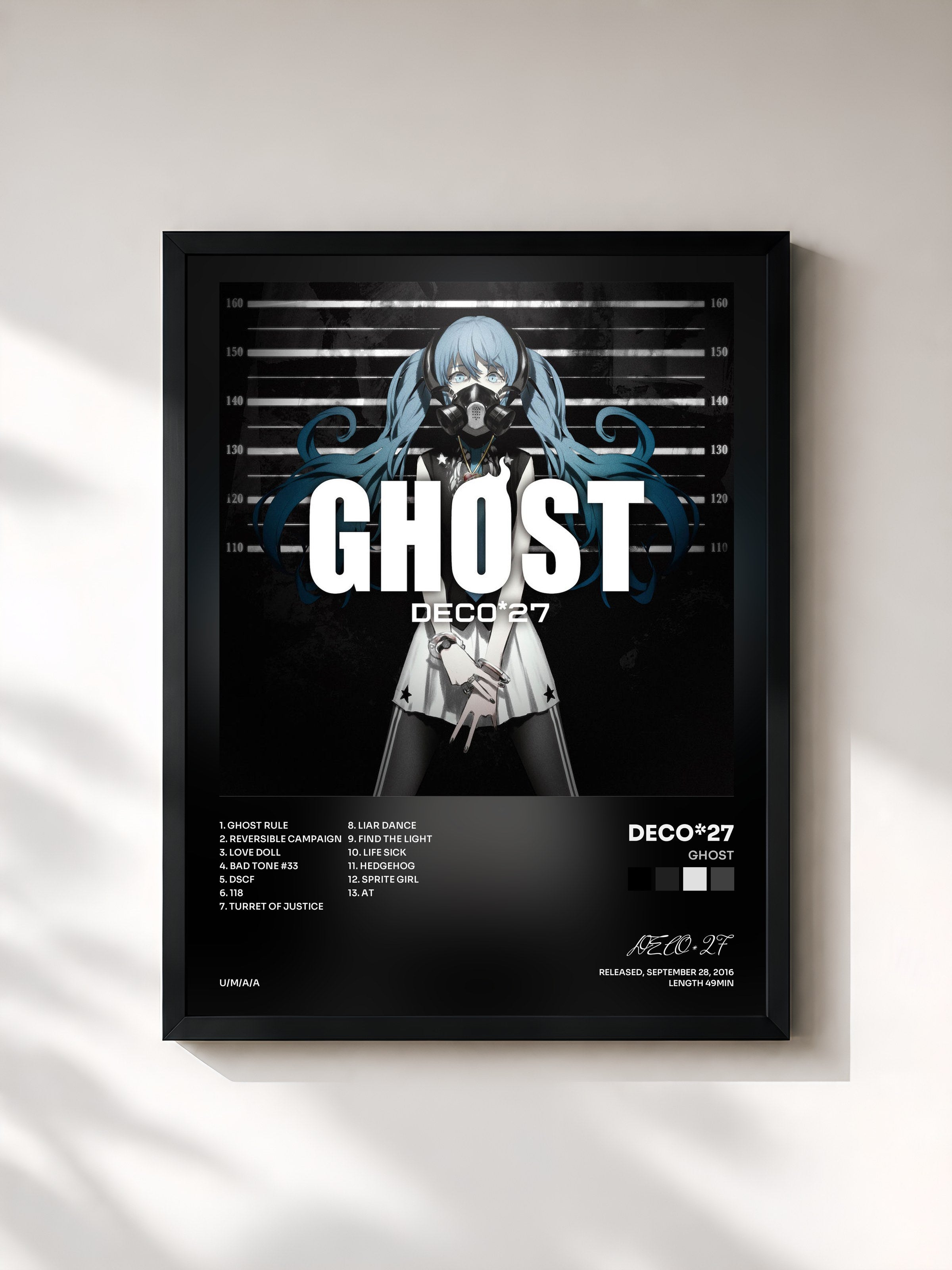 #noir Tableau de l'album GHOST de DECO*27, cadre noir, imprimé et encadré en France