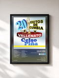 #noir Tableau de l'album 20 Exitos De Cumbias Y Vallenato de Celso Piña, cadre noir, imprimé et encadré en France