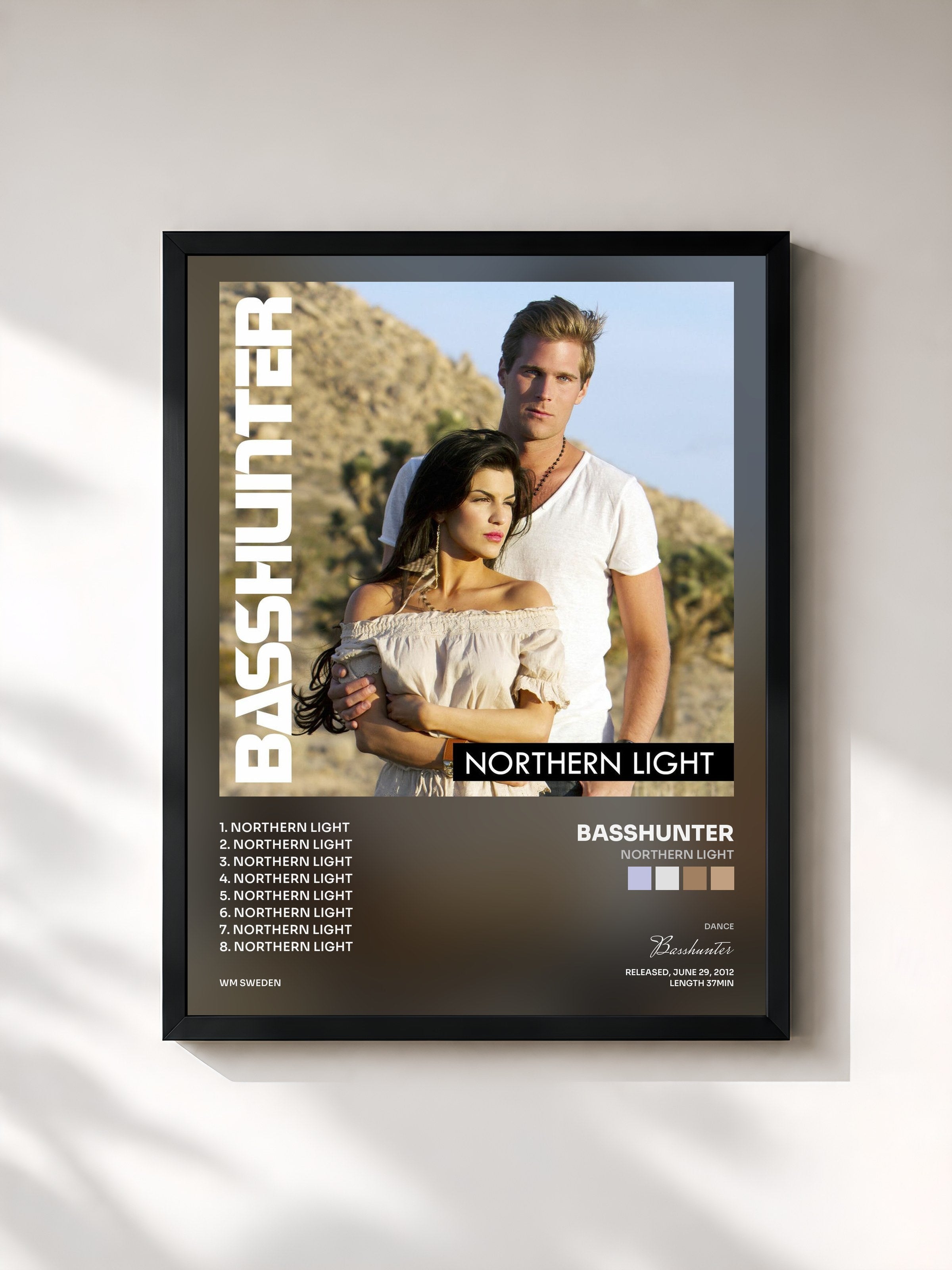 #noir Tableau de l'album Northern Light de Basshunter, cadre noir, imprimé et encadré en France