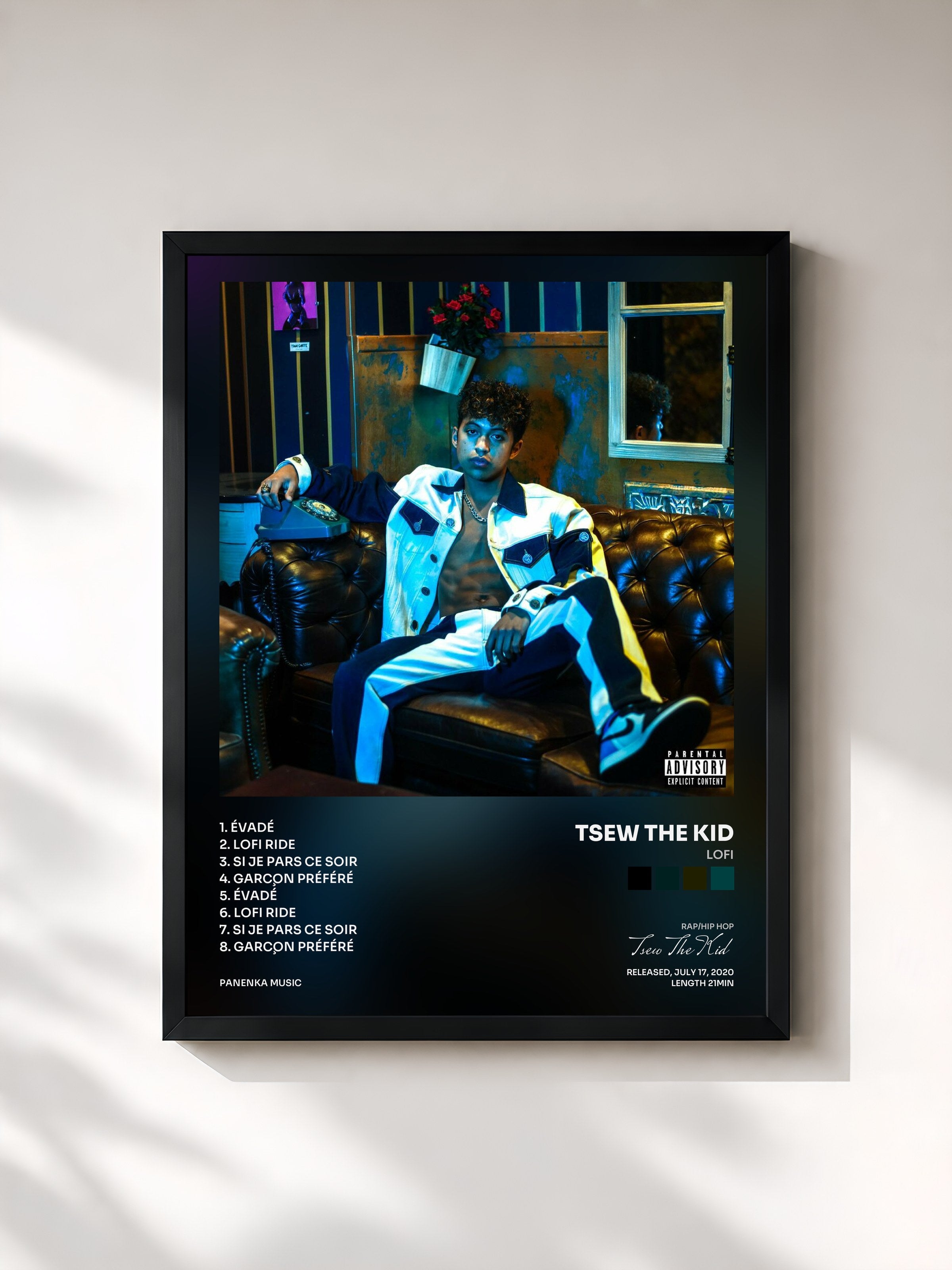 #noir Tableau de l'album LOFI de Tsew The Kid, cadre noir, imprimé et encadré en France