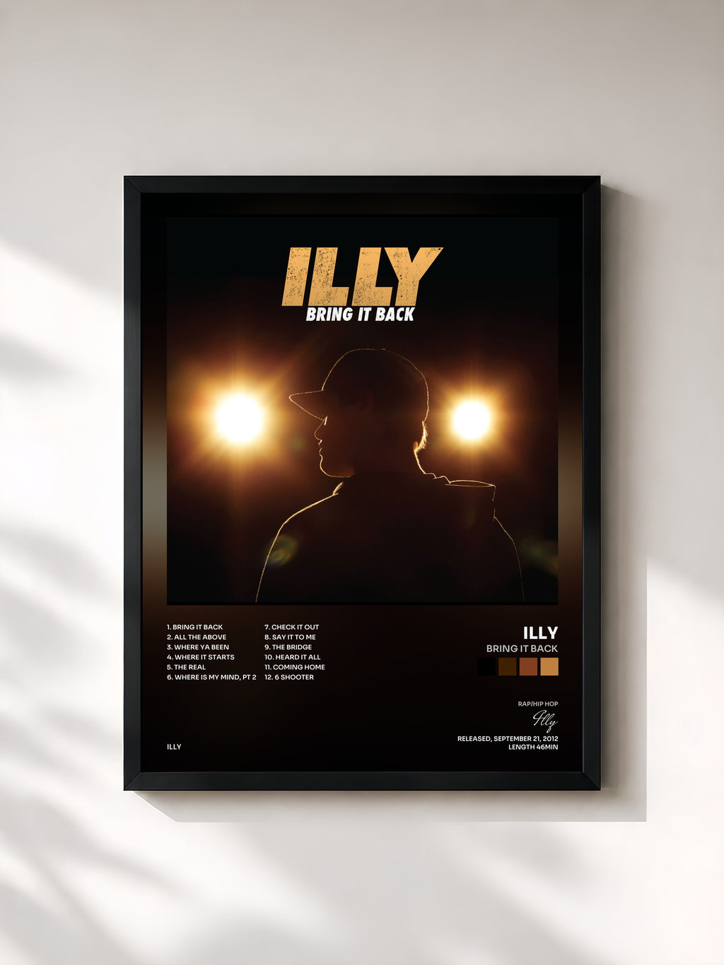 #noir Tableau de l'album Bring It Back de Illy, cadre noir, imprimé et encadré en France