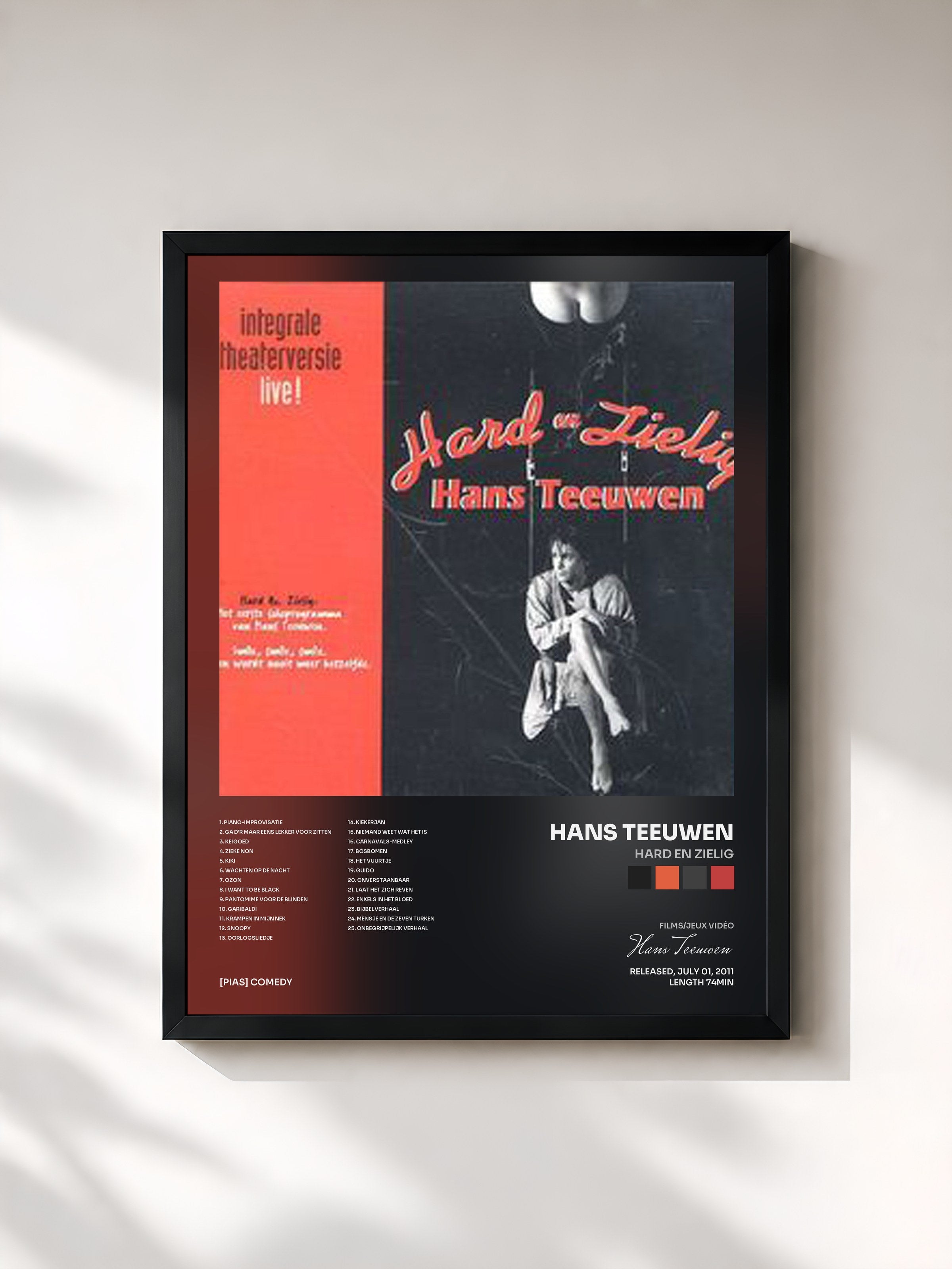 #noir Tableau de l'album Hard En Zielig de Hans Teeuwen, cadre noir, imprimé et encadré en France