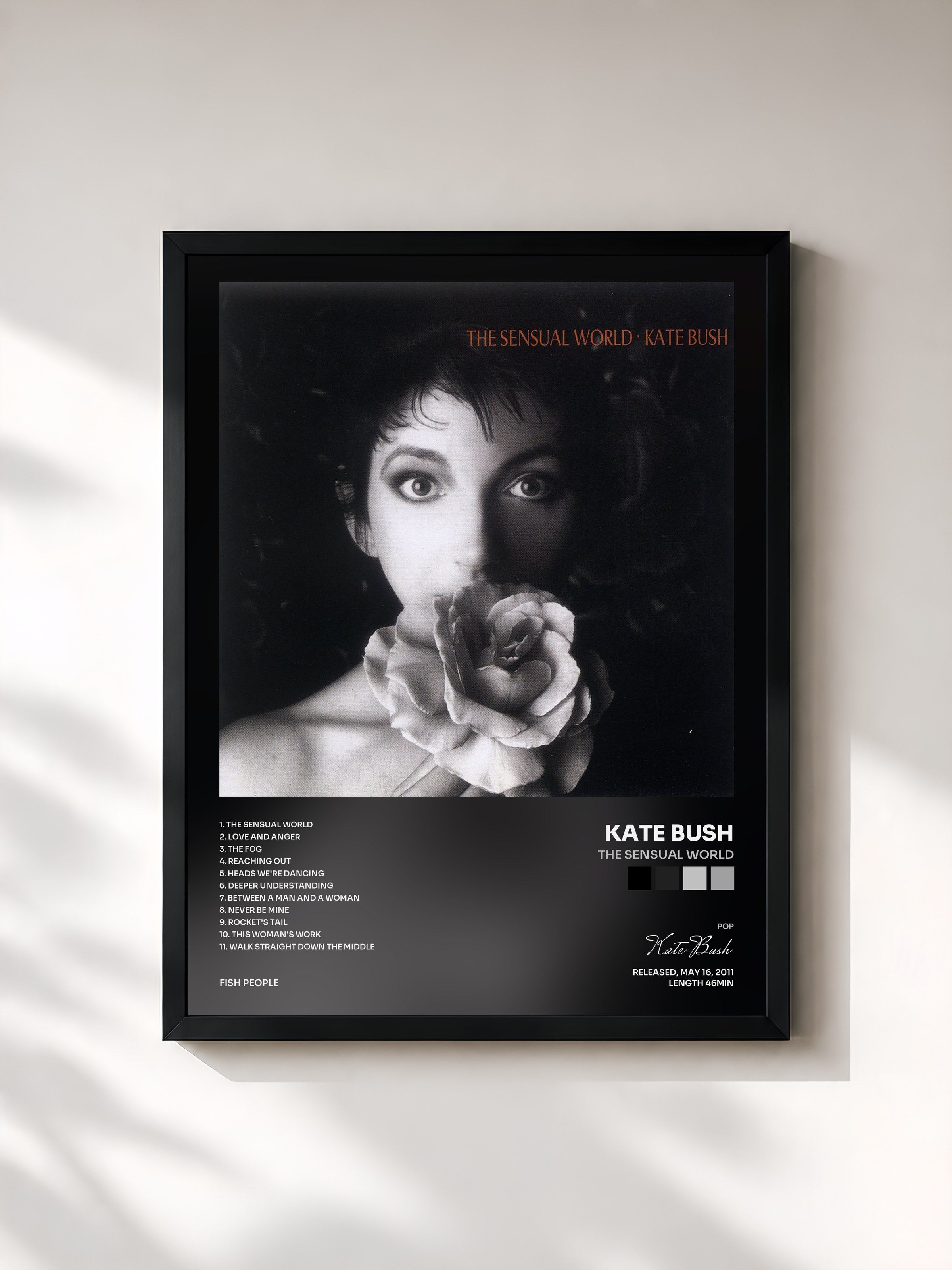 #noir Tableau de l'album The Sensual World de Kate Bush, cadre noir, imprimé et encadré en France