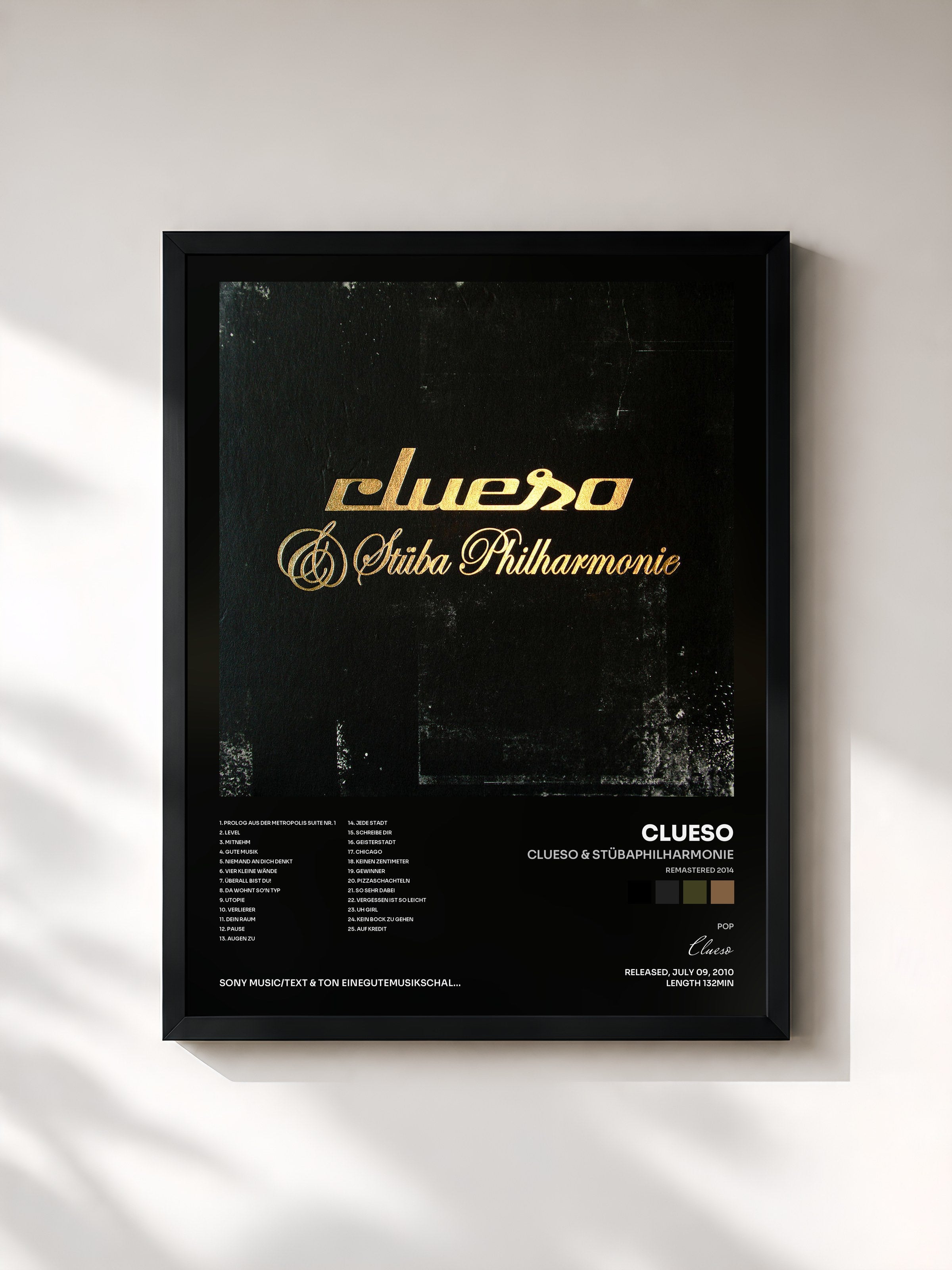 #noir Tableau de l'album Clueso & STÜBAphilharmonie (Remastered 2014) de Clueso, cadre noir, imprimé et encadré en France