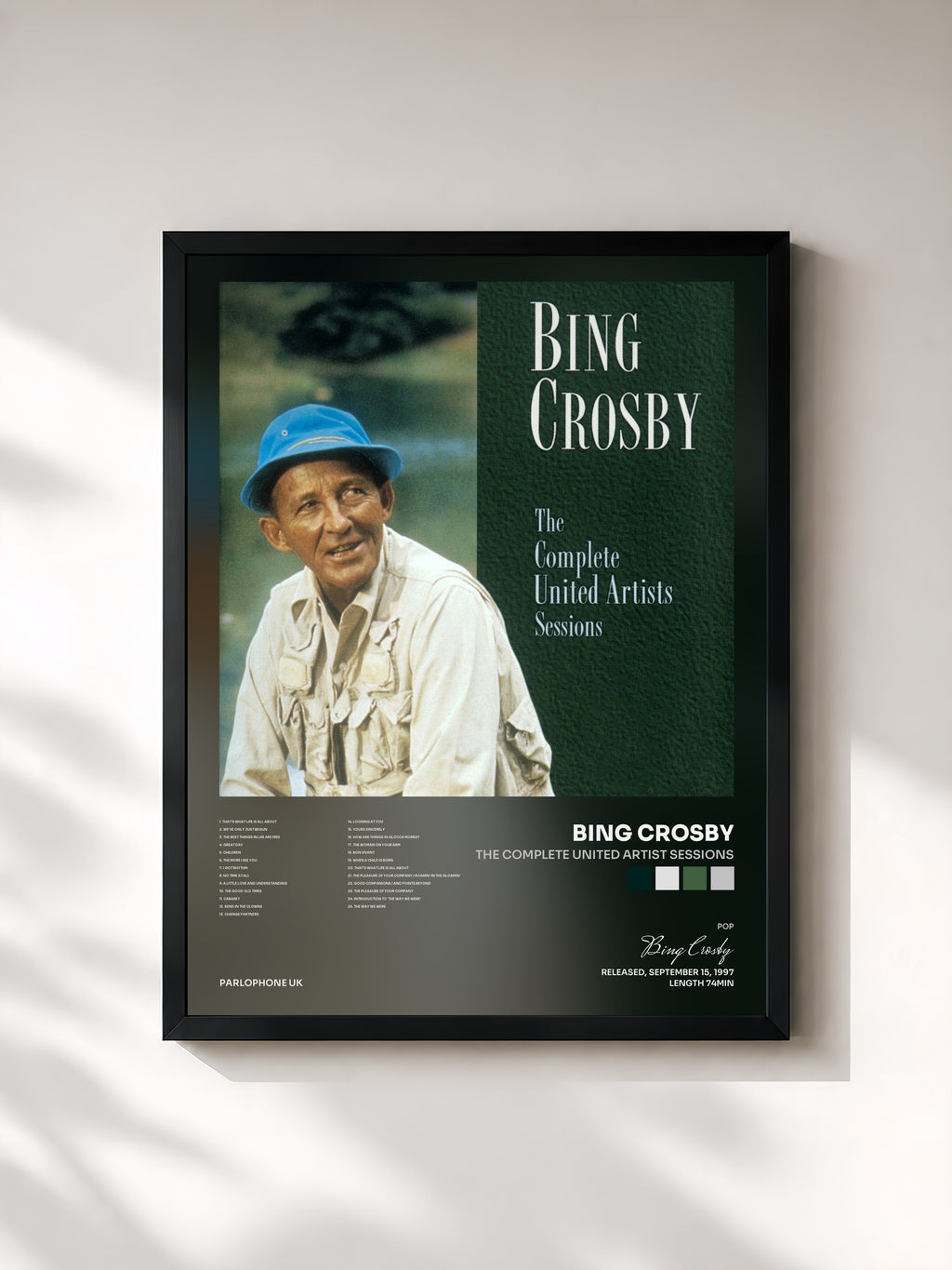 #noir Tableau de l'album The Complete United Artist Sessions de Bing Crosby, cadre noir, imprimé et encadré en France