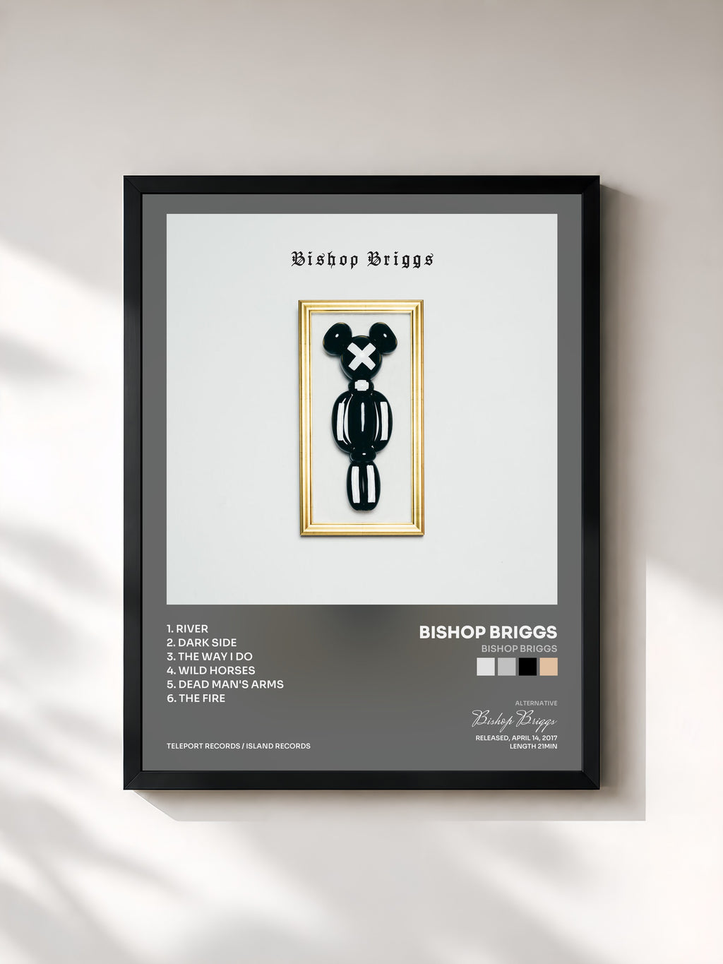 #noir Tableau de l'album Bishop Briggs de Bishop Briggs, cadre noir, imprimé et encadré en France