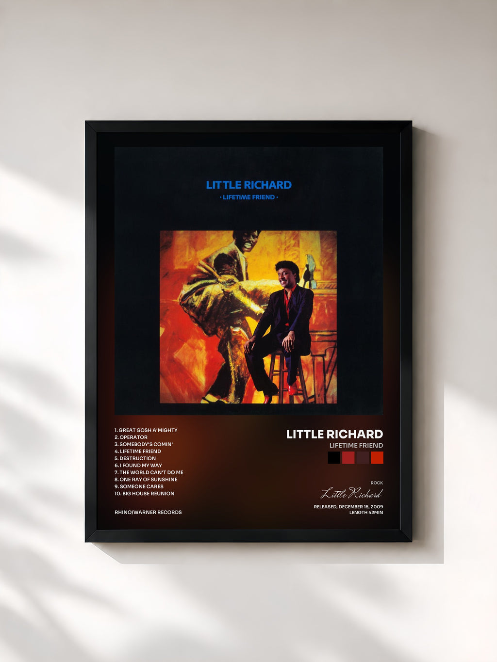 #noir Tableau de l'album Lifetime Friend de Little Richard, cadre noir, imprimé et encadré en France