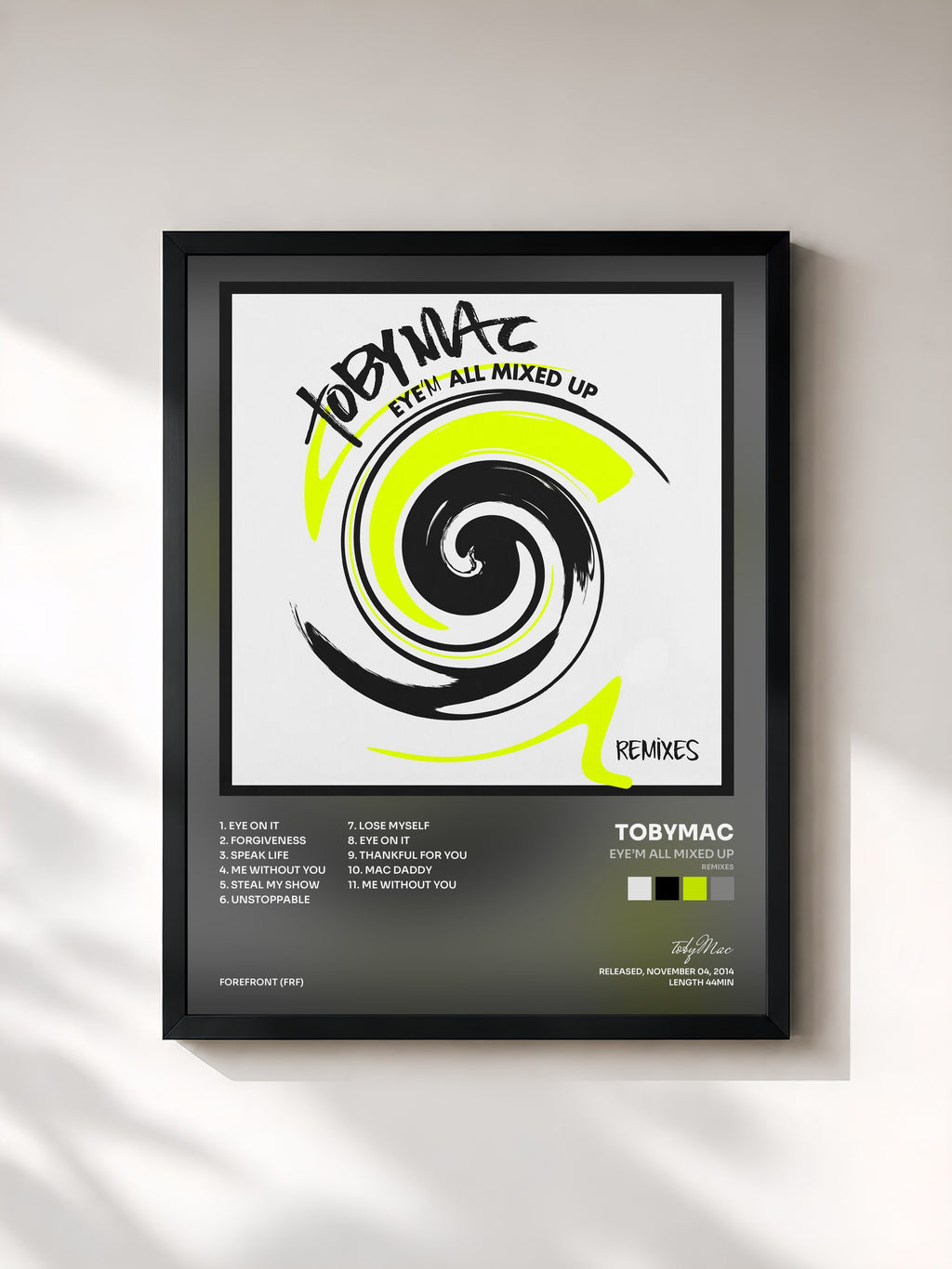 #noir Tableau de l'album Eye’M All Mixed Up (Remixes) de tobyMac, cadre noir, imprimé et encadré en France