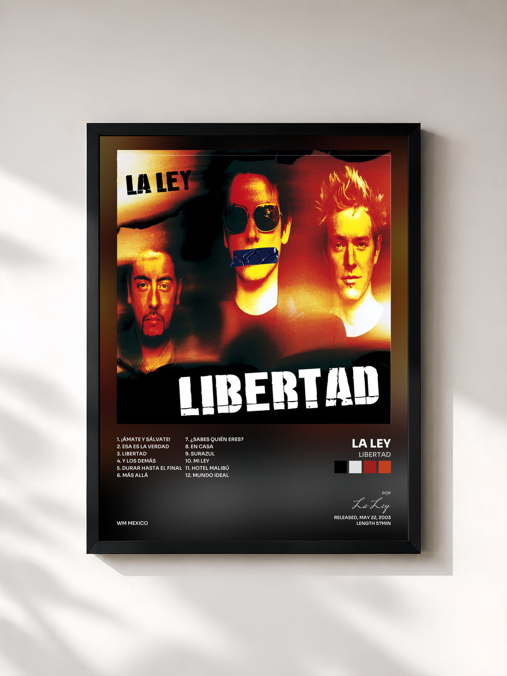 #noir Tableau de l'album Libertad de La Ley, cadre noir, imprimé et encadré en France