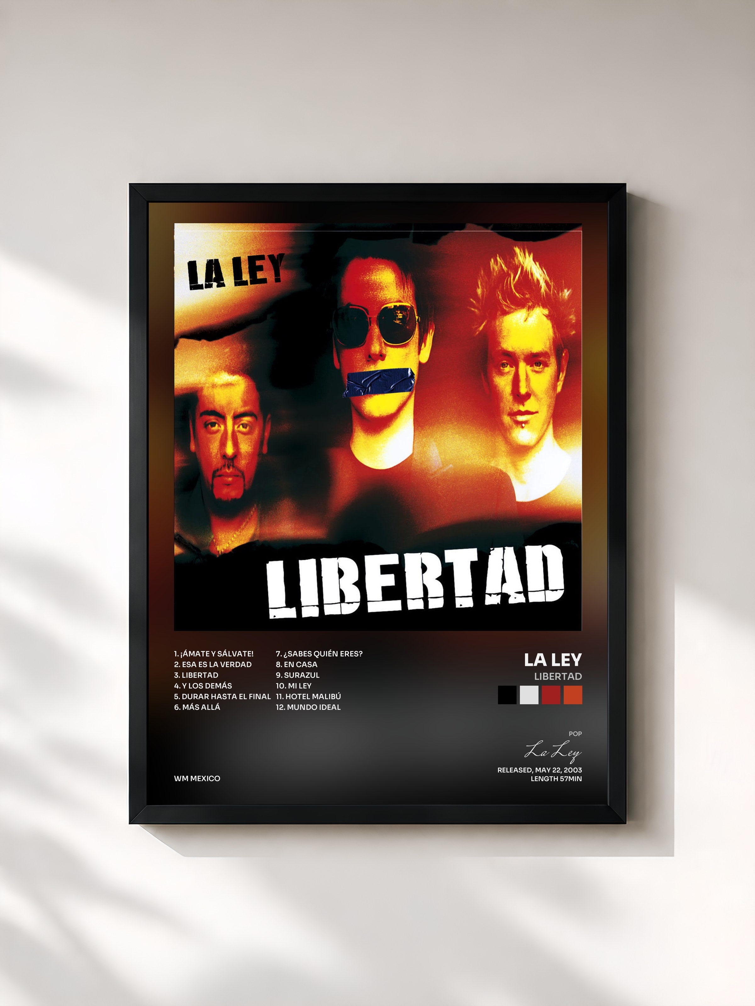 #noir Tableau de l'album Libertad de La Ley, cadre noir, imprimé et encadré en France