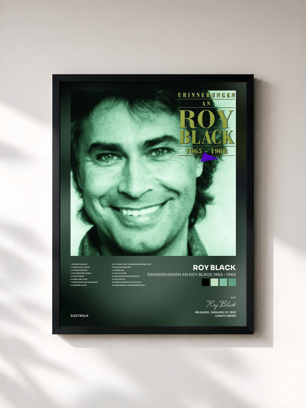#noir Erinnerungen An Roy Black 1965 - 1968 von Roy Black als gerahmter Kunstdruck, schwarzer Rahmen, gedruckt und gerahmt in Frankreich