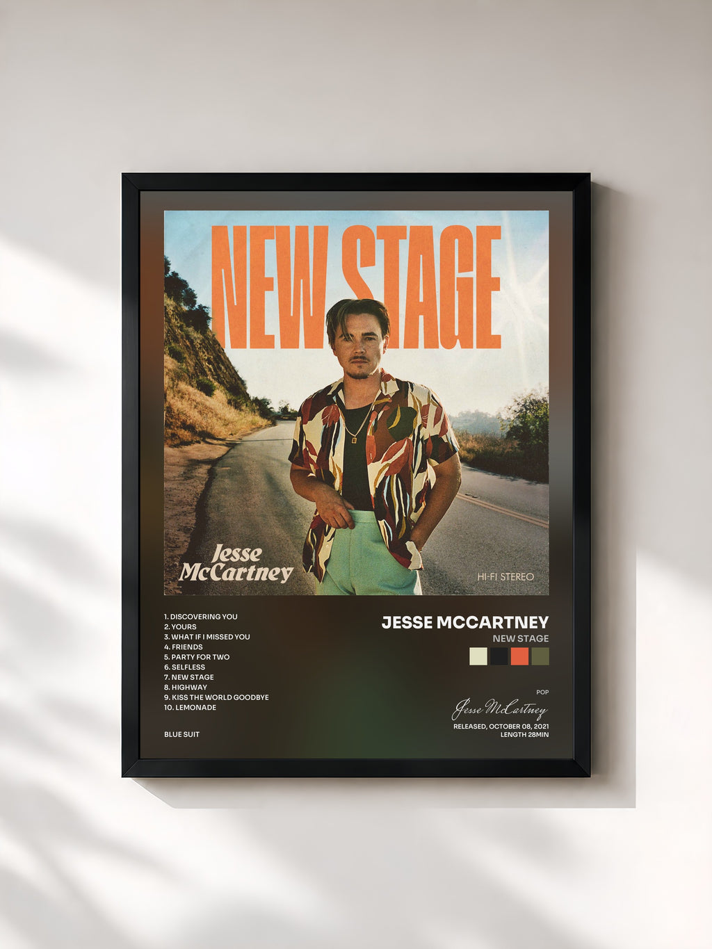 #noir Tableau de l'album New Stage de Jesse McCartney, cadre noir, imprimé et encadré en France