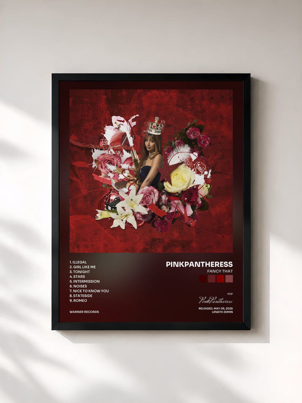 #noir Tableau de l'album Fancy That de PinkPantheress, cadre noir, imprimé et encadré en France