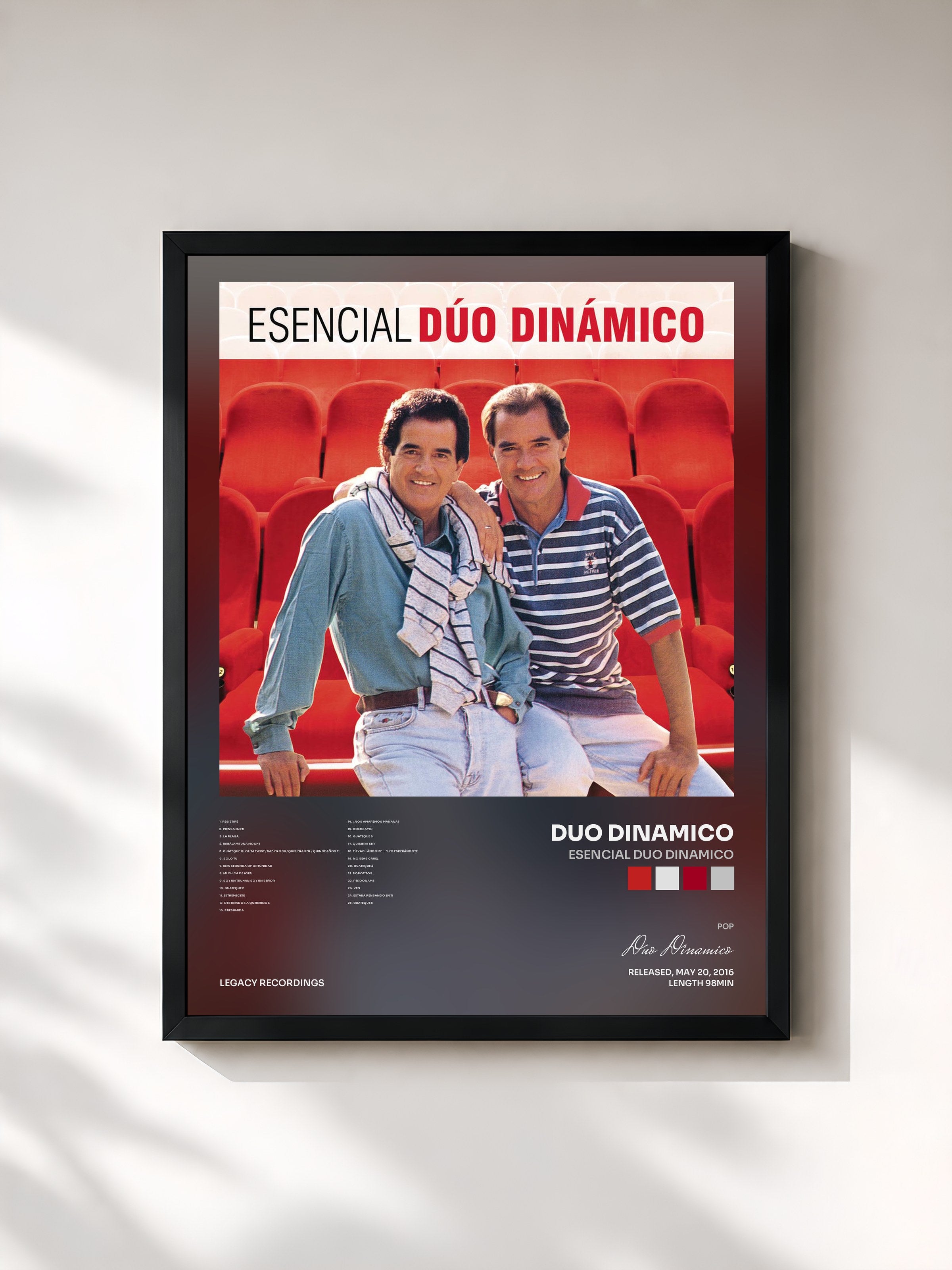 #noir Tableau de l'album Esencial Duo Dinamico de Duo Dinamico, cadre noir, imprimé et encadré en France