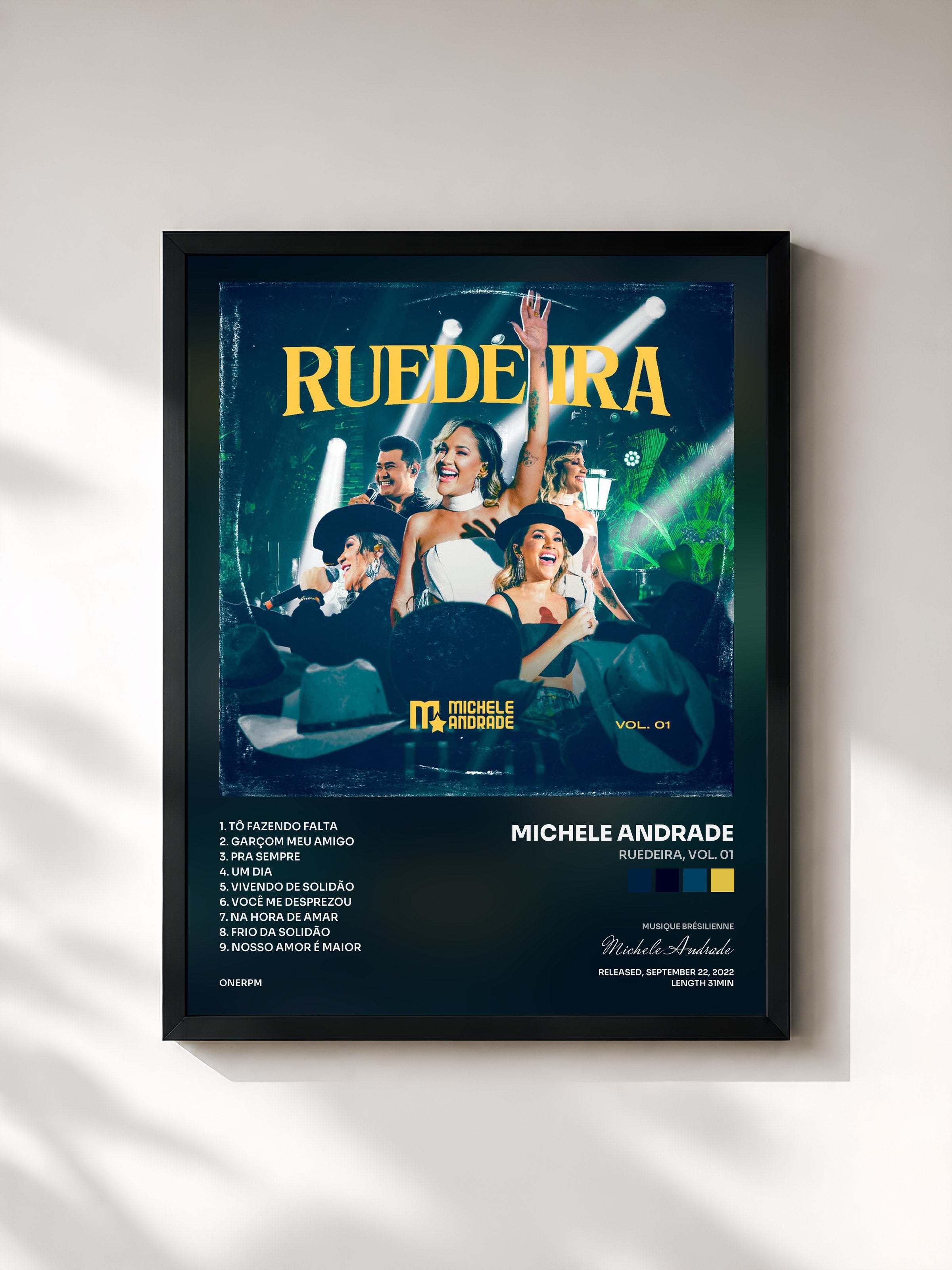 #noir Tableau de l'album Ruedeira, Vol. 01 de Michele Andrade, cadre noir, imprimé et encadré en France